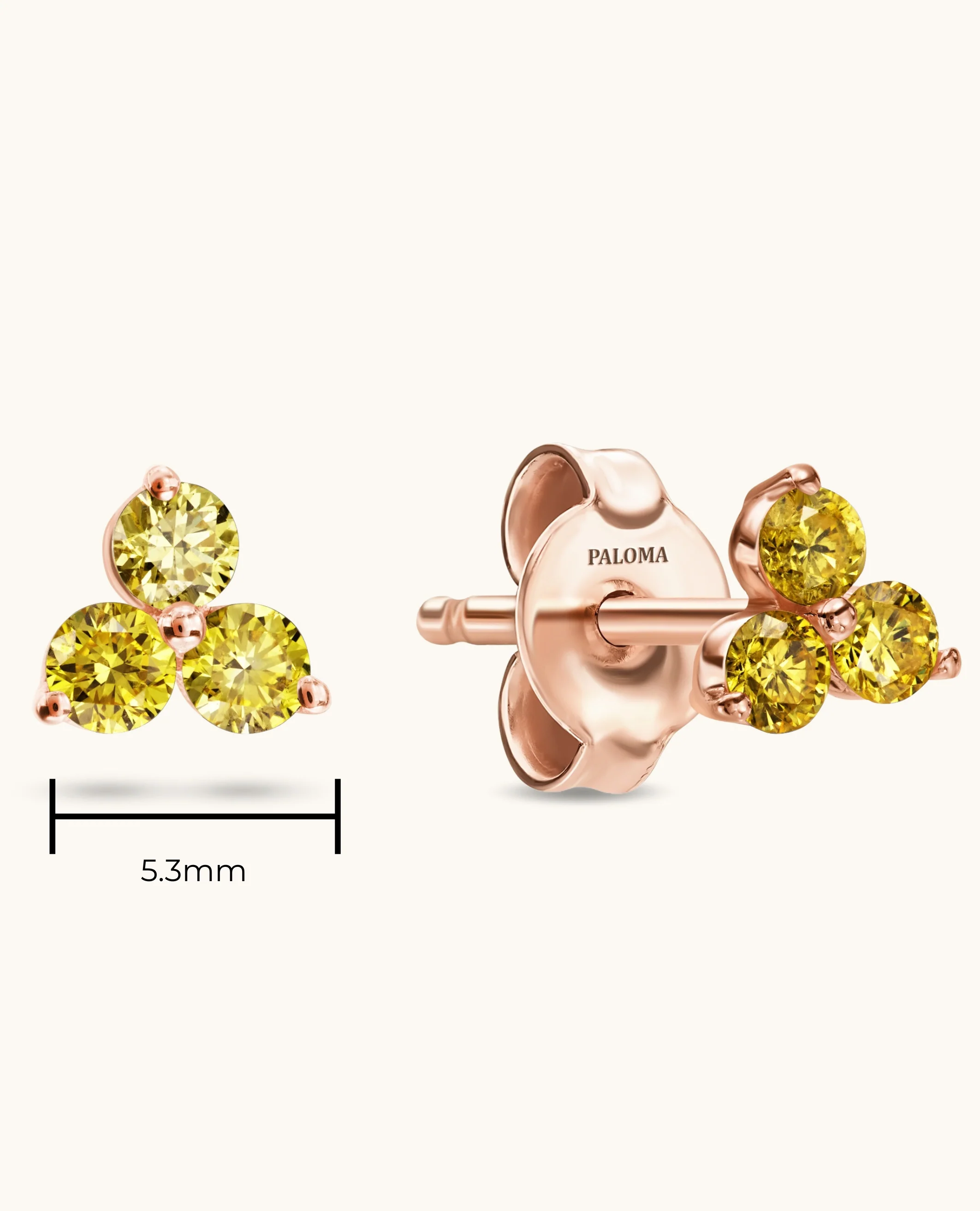 Classic Yellow Diamond Trio Stud Earrings - Image 3