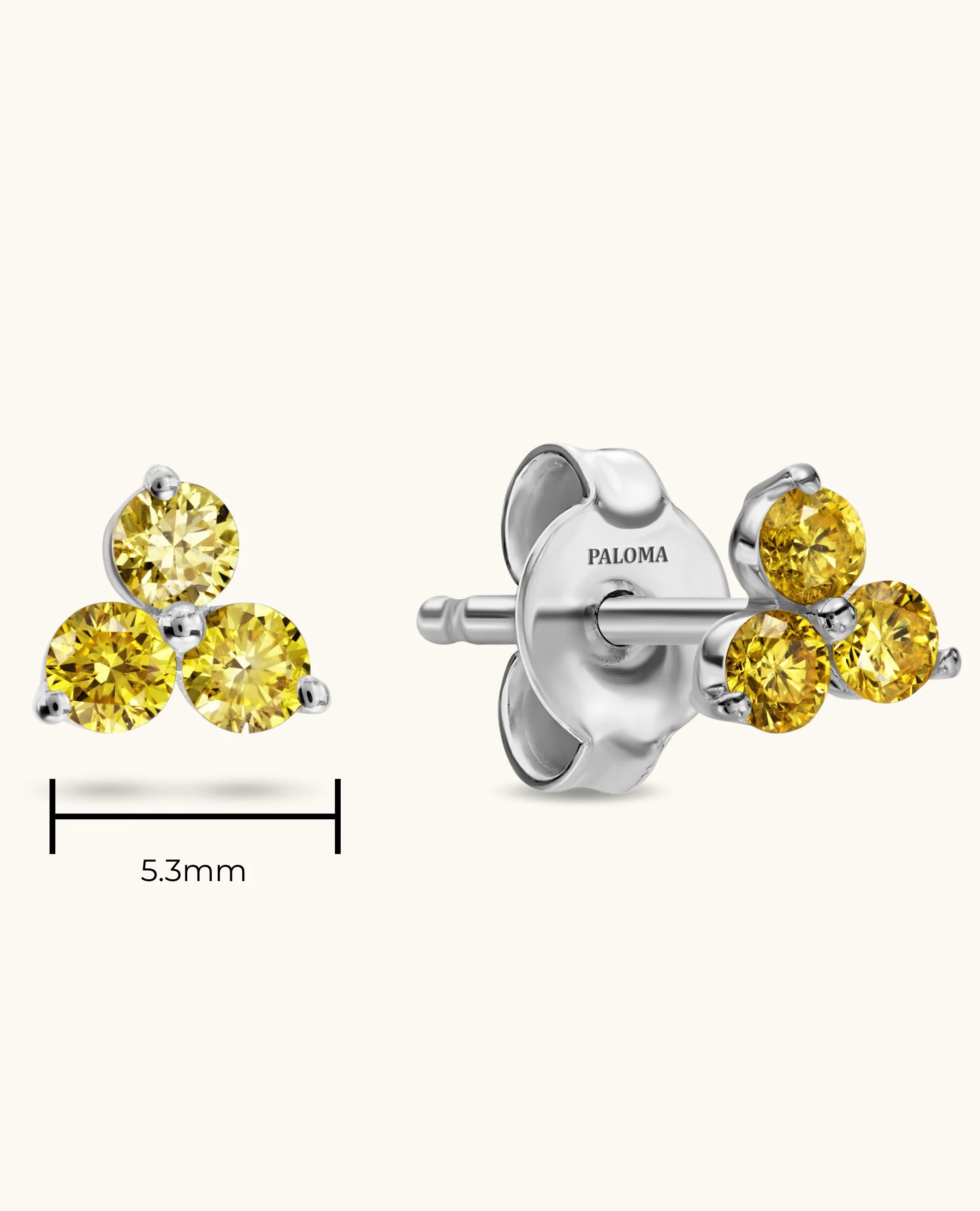 Classic Yellow Diamond Trio Stud Earrings - Image 4