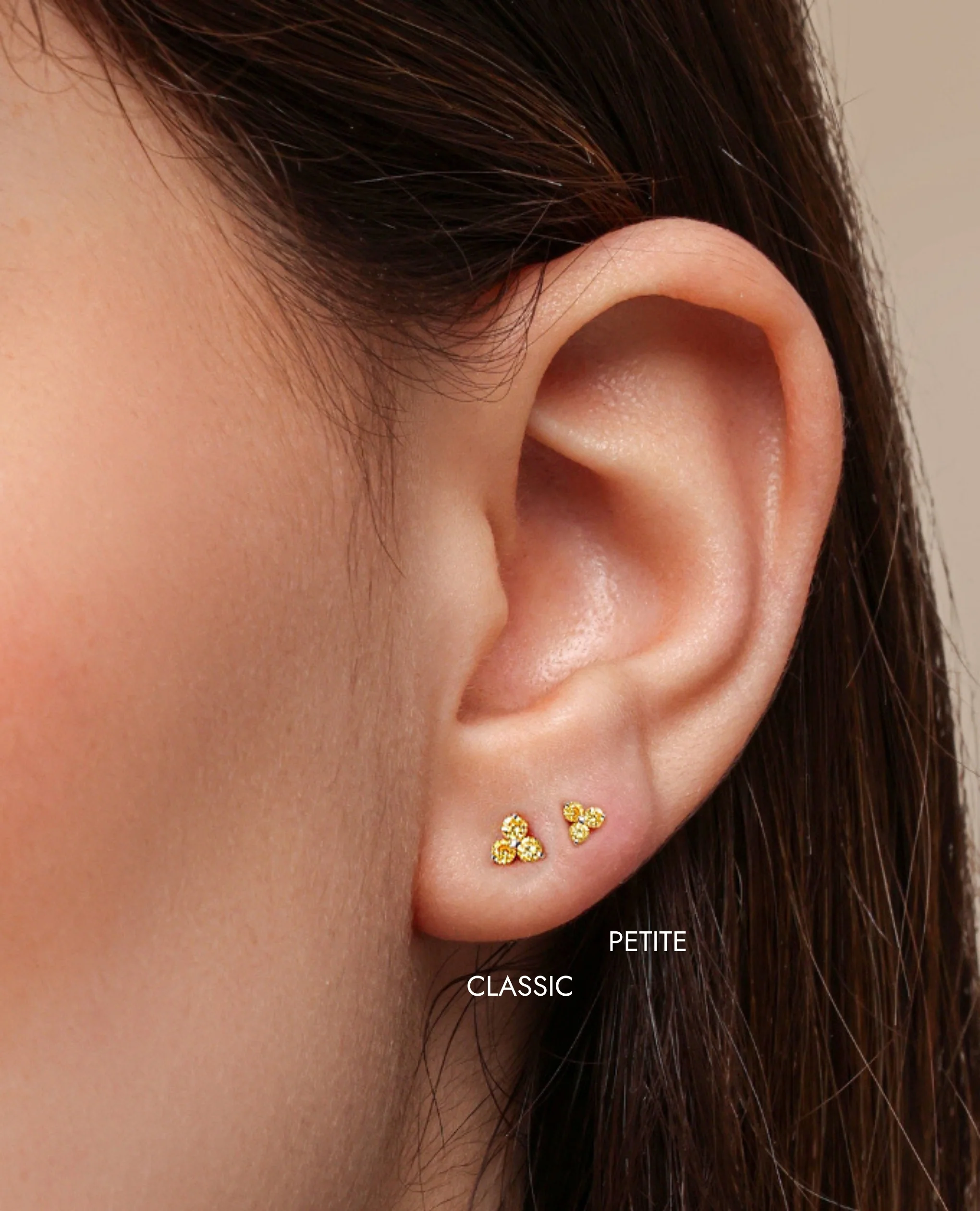 Petite Yellow Diamond Trio Stud Earrings - Image 5