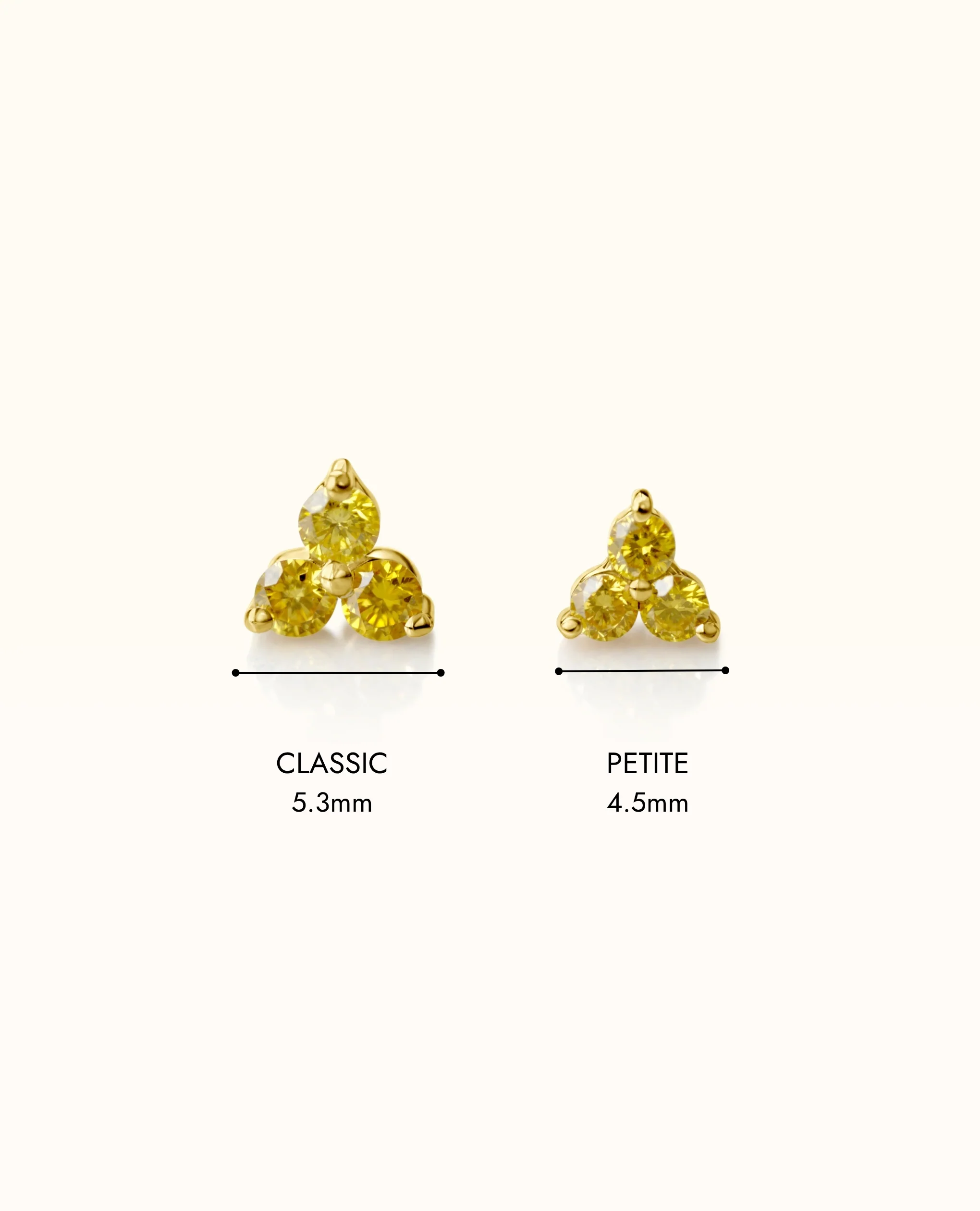 Petite Yellow Diamond Trio Stud Earrings - Image 9