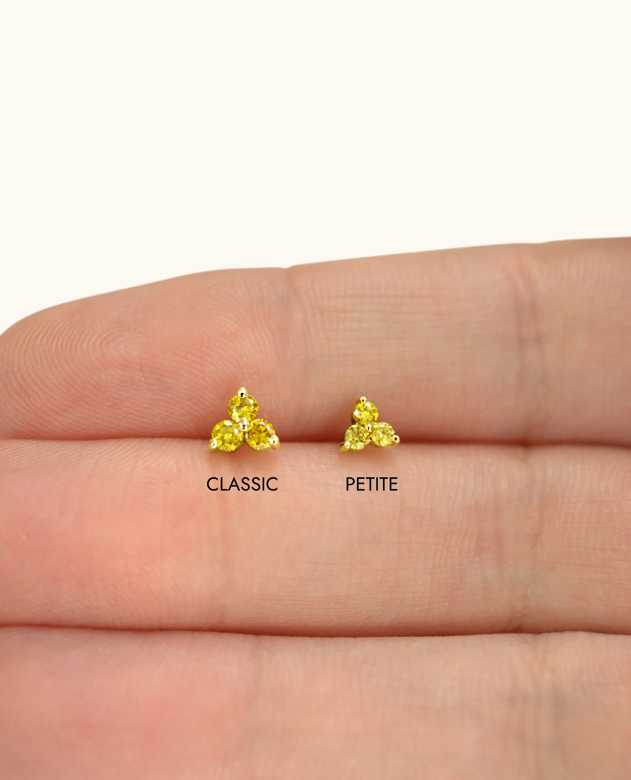 Petite Yellow Diamond Trio Stud Earrings - Image 10