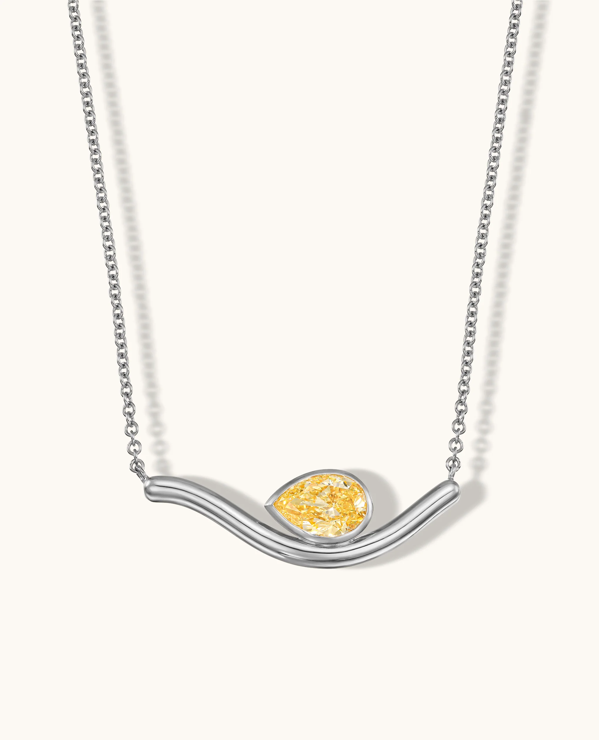 Crescent Bezel Bar Necklace - Image 3