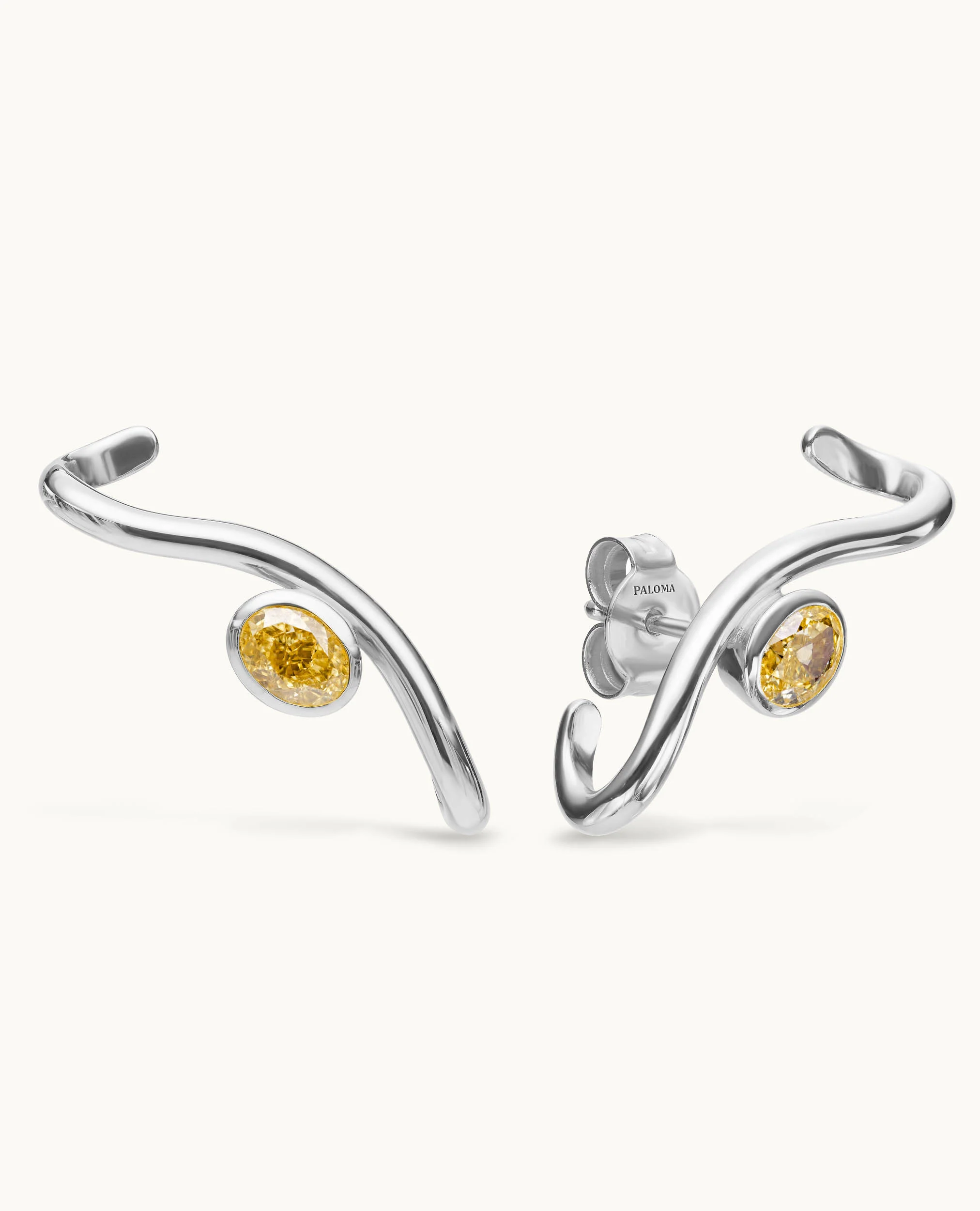 Crescent Diamond Evil Eye Earrings - Image 3