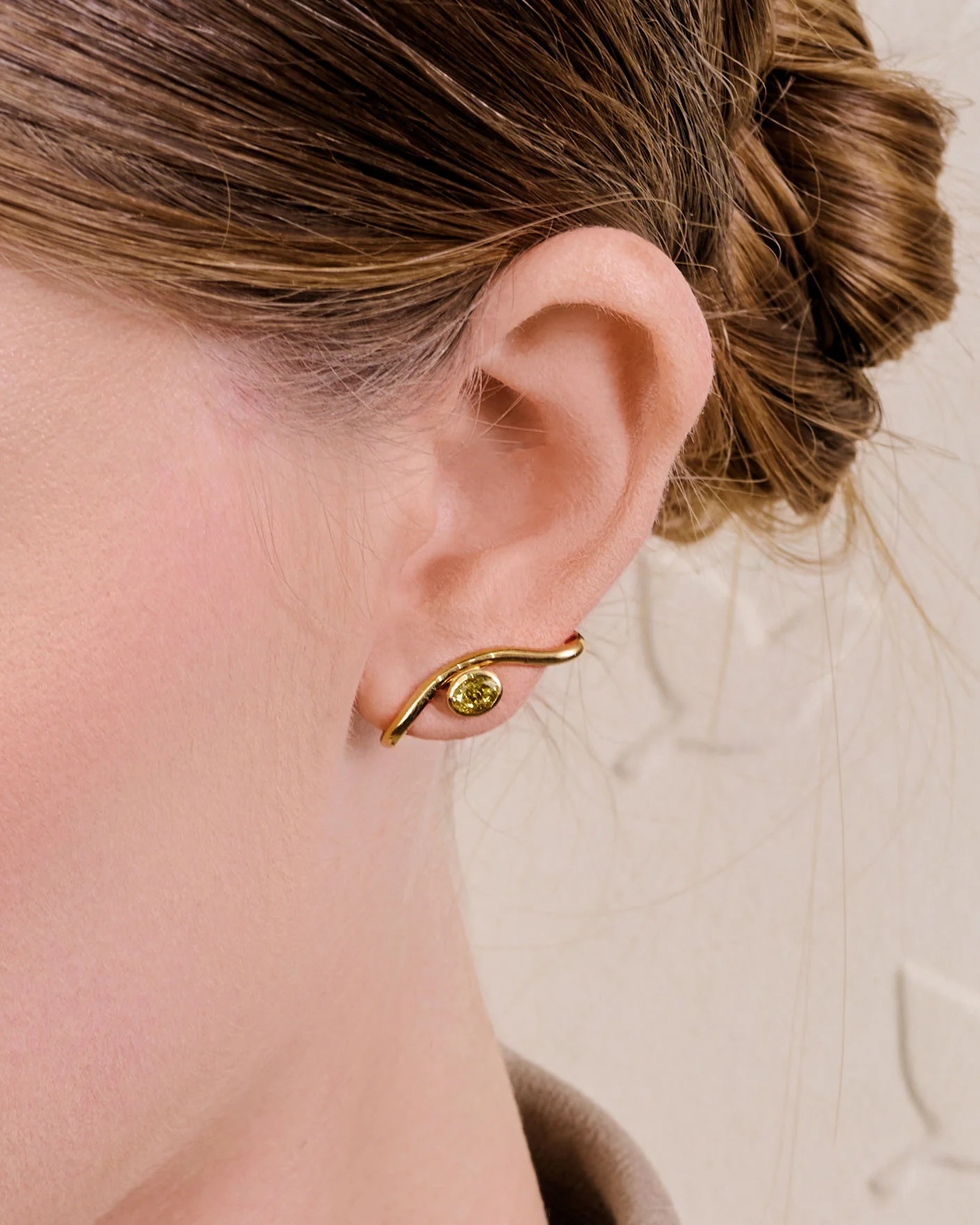Crescent Diamond Evil Eye Earrings - Image 4