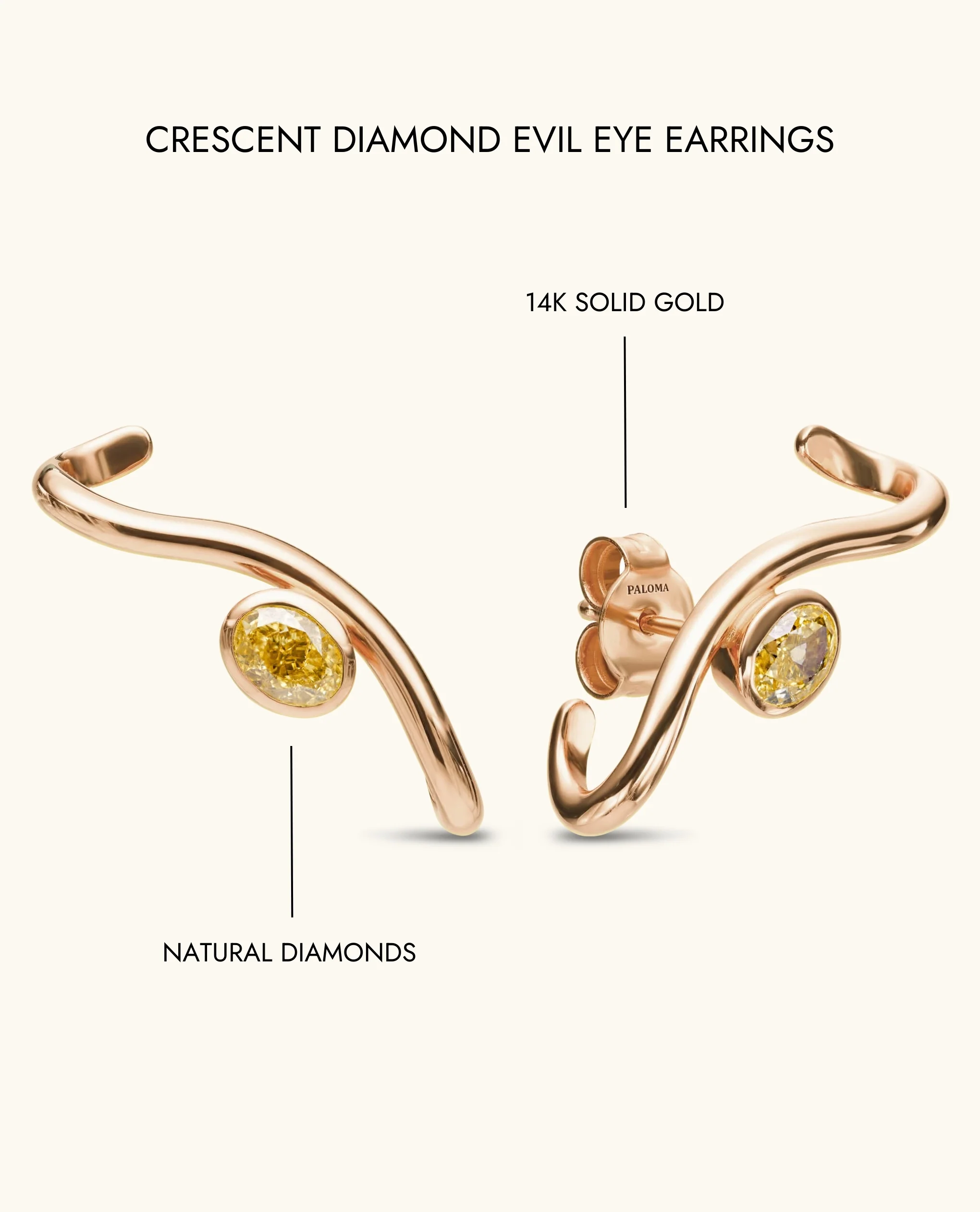 Crescent Diamond Evil Eye Earrings - Image 8