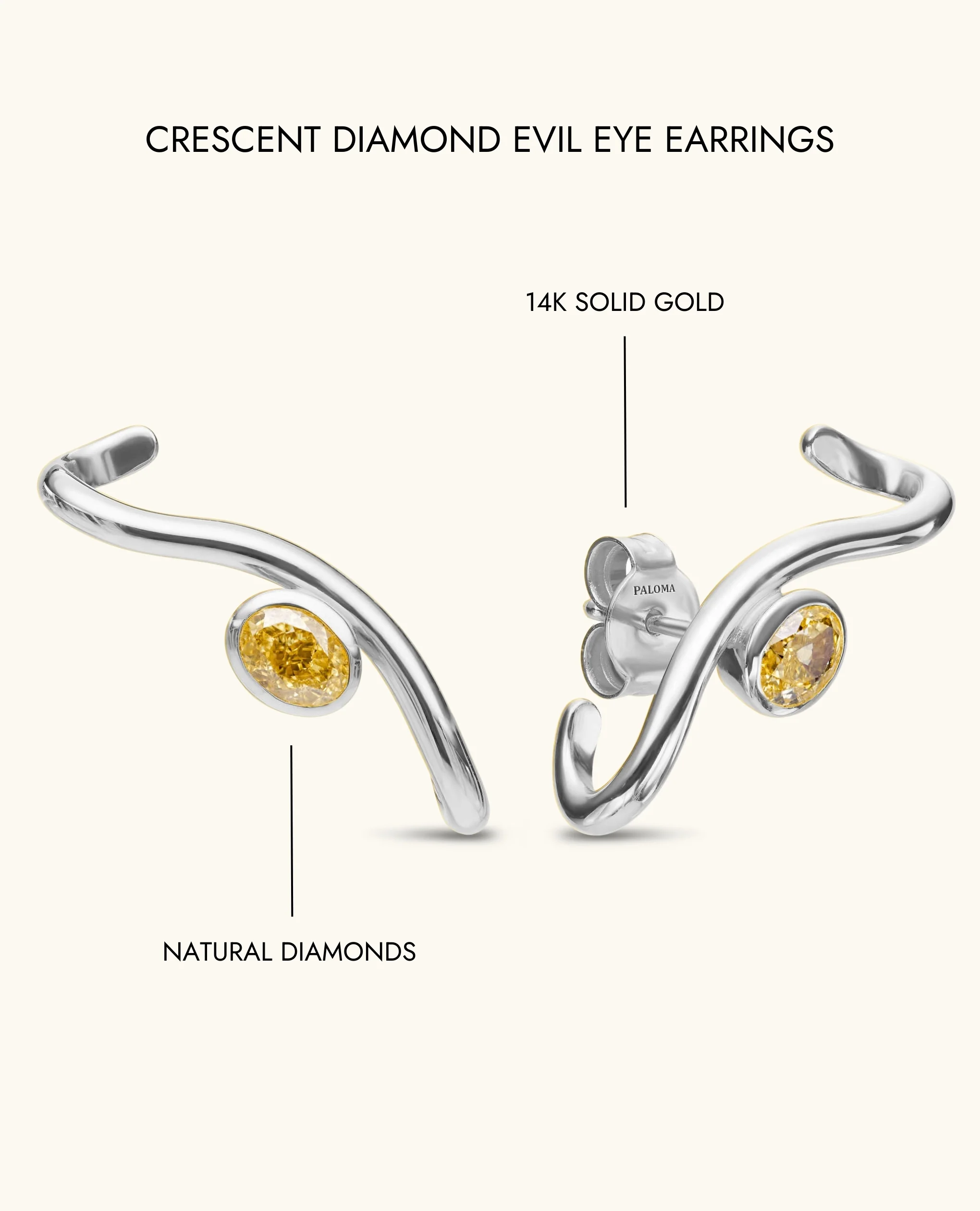 Crescent Diamond Evil Eye Earrings - Image 9