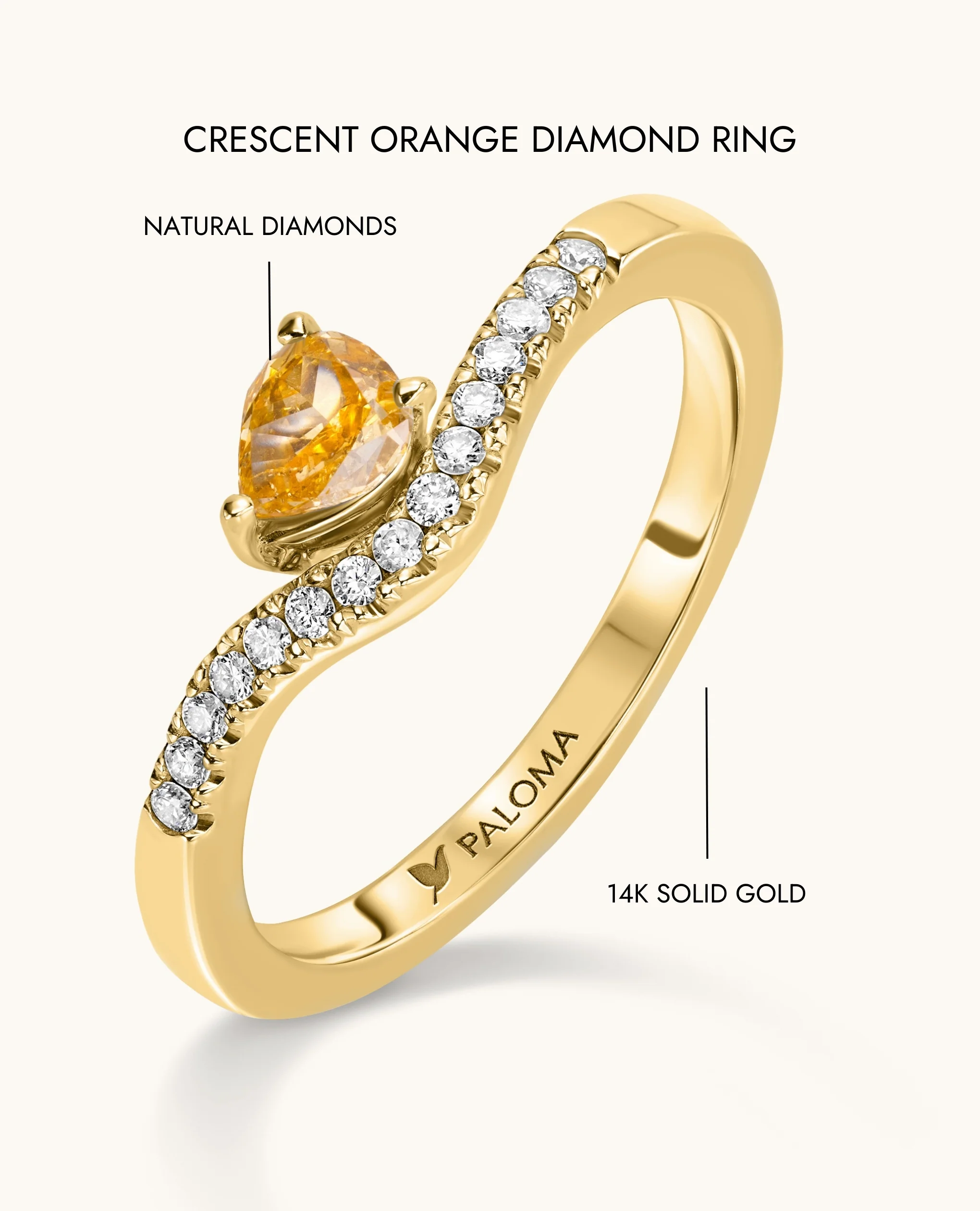Crescent Orange Diamond Ring - Image 10