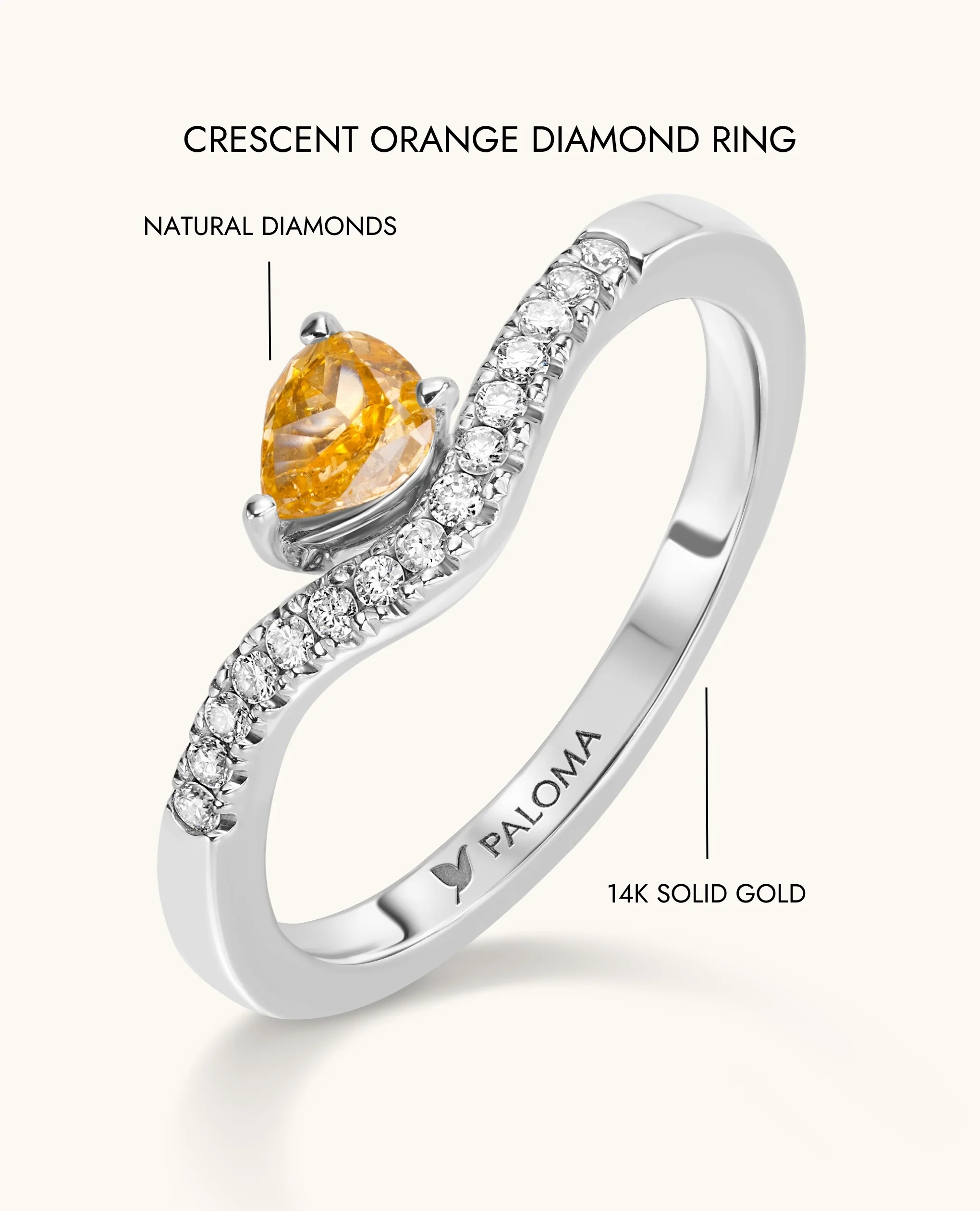 Crescent Orange Diamond Ring - Image 8