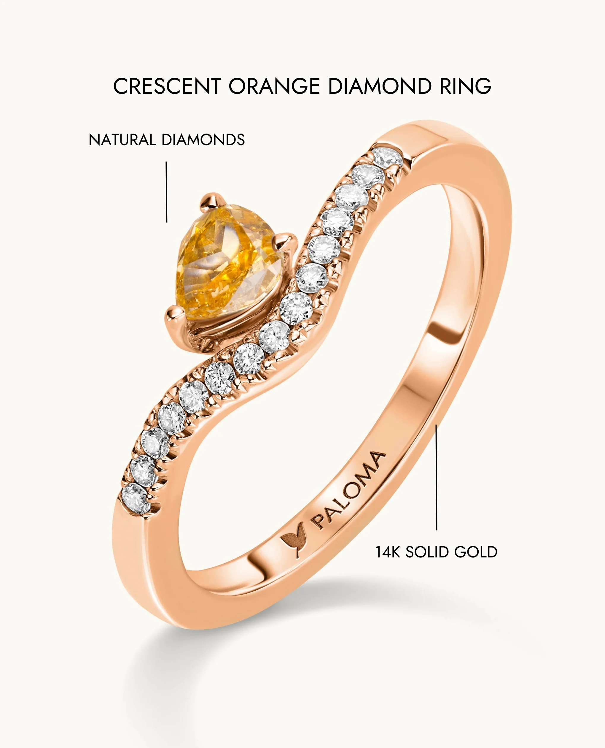 Crescent Orange Diamond Ring - Image 9