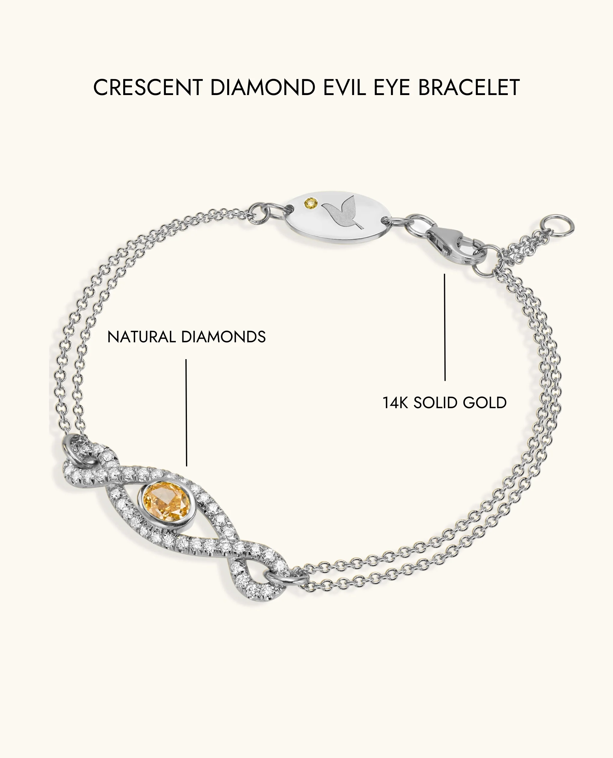 Crescent Diamond Evil Eye Bracelet - Image 10