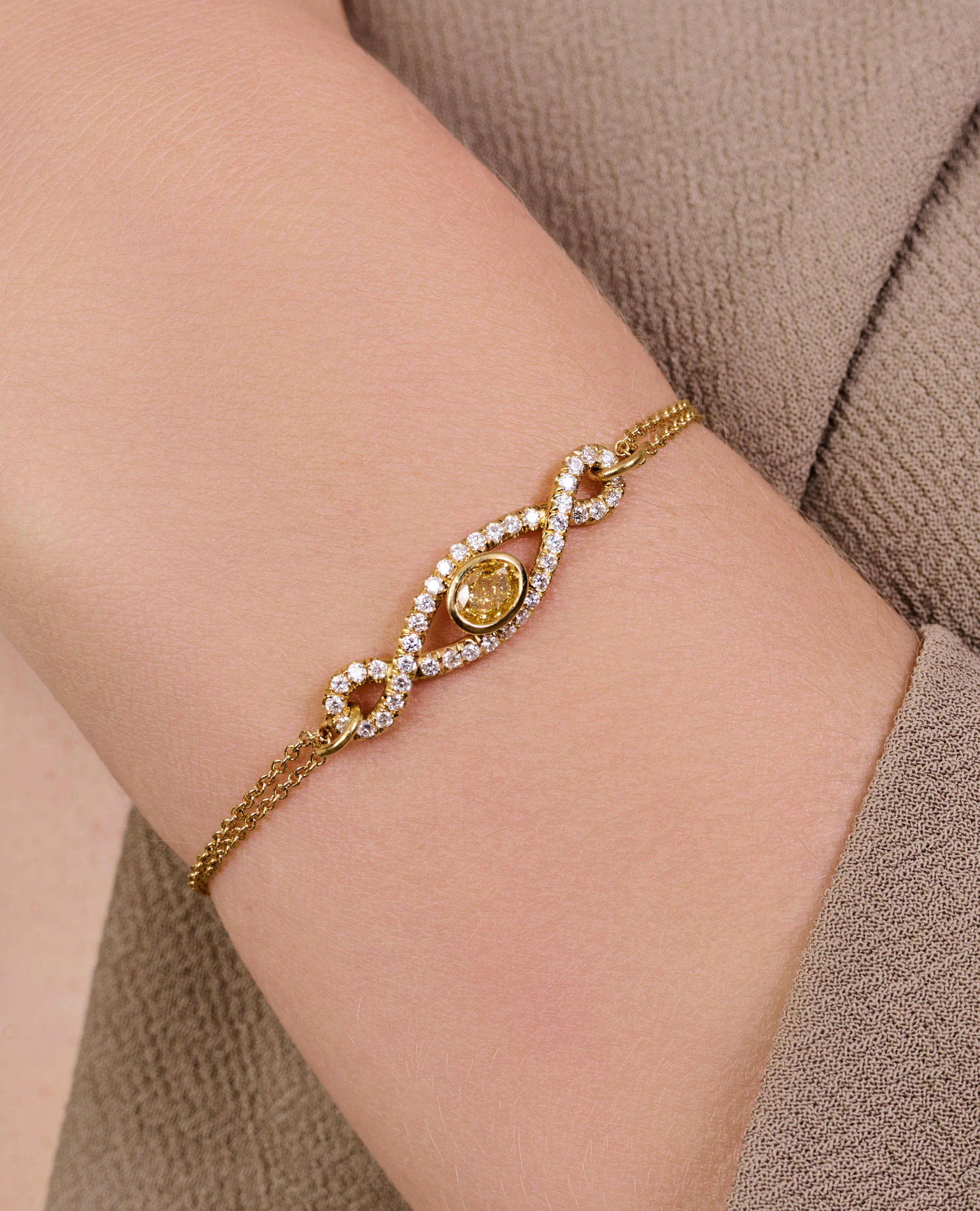 Crescent Diamond Evil Eye Bracelet - Image 4