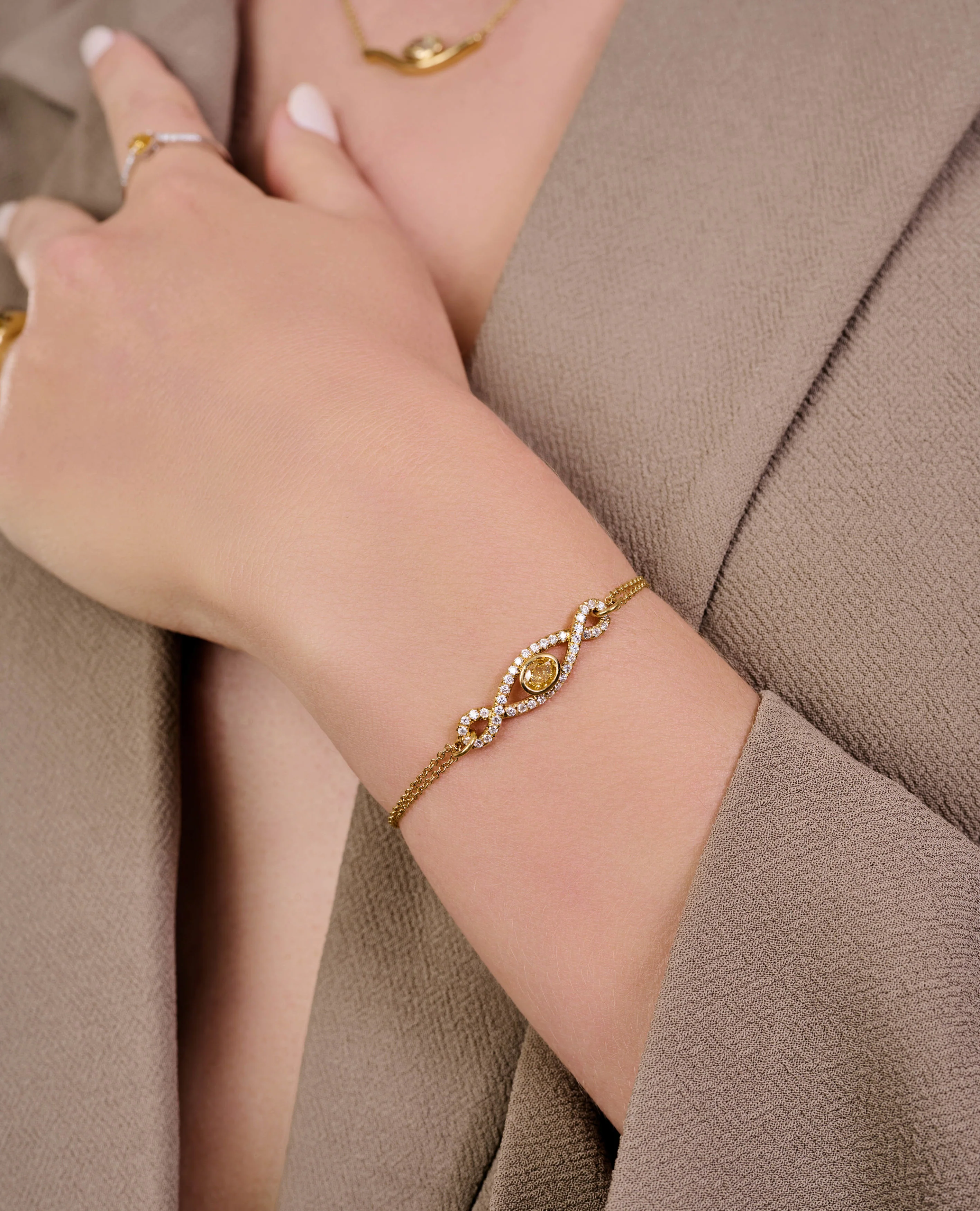 Crescent Diamond Evil Eye Bracelet - Image 6