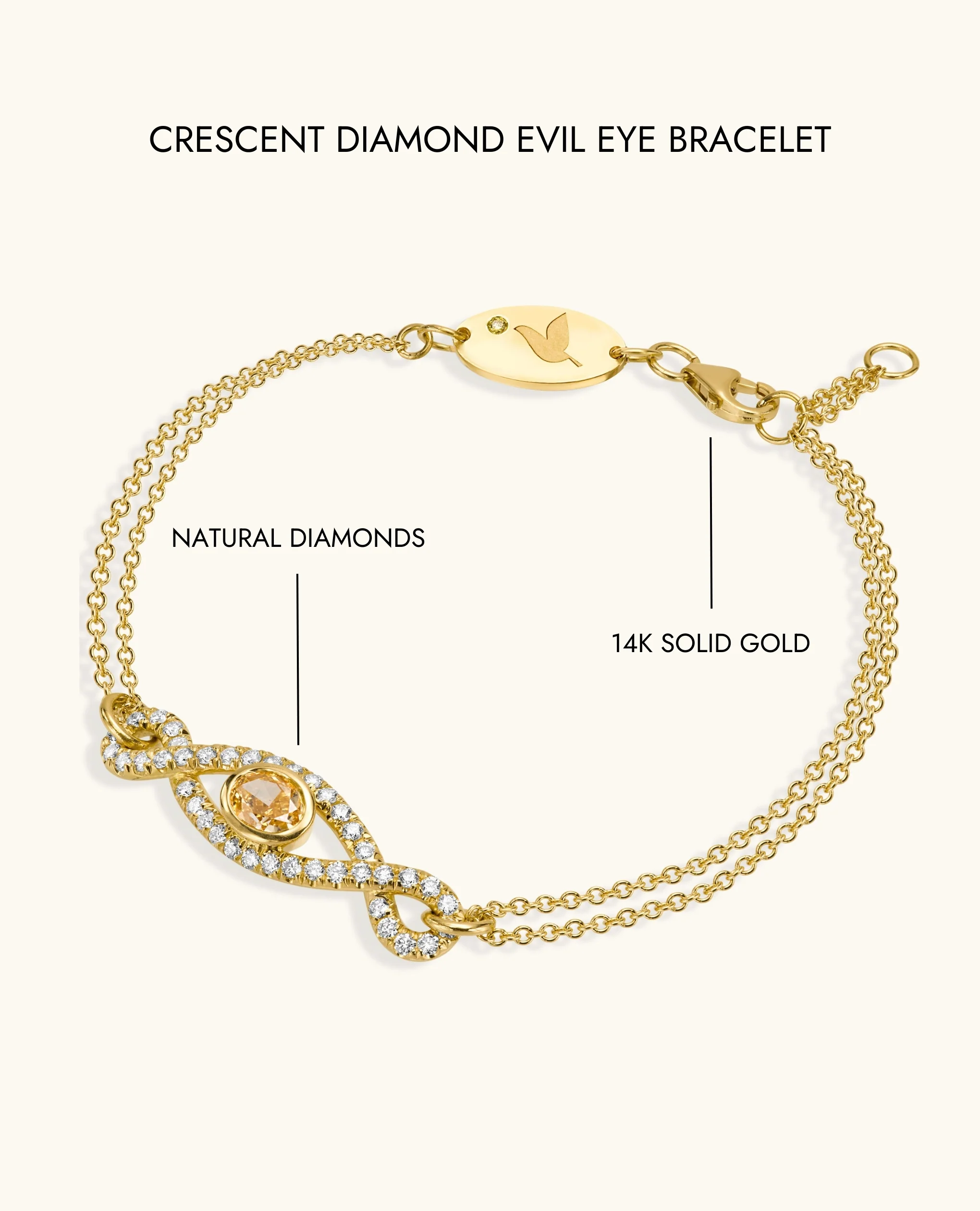 Crescent Diamond Evil Eye Bracelet - Image 8