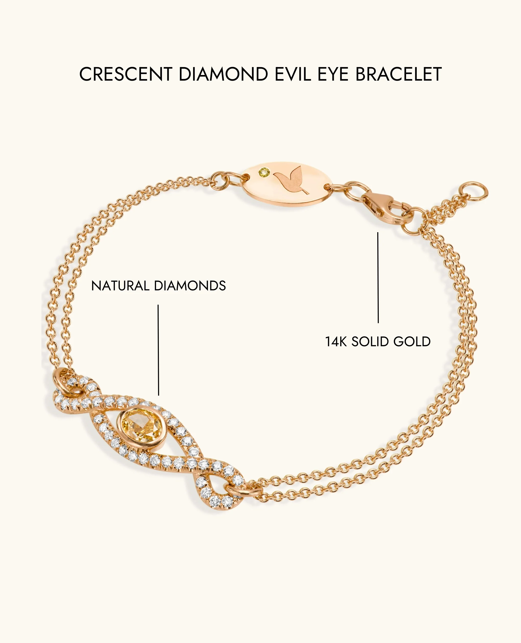 Crescent Diamond Evil Eye Bracelet - Image 9