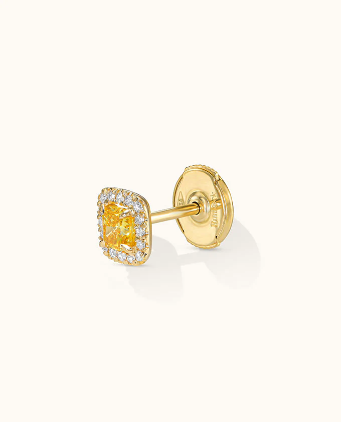 Cushion-Cut Deep-Yellow Diamond studs - Image 6