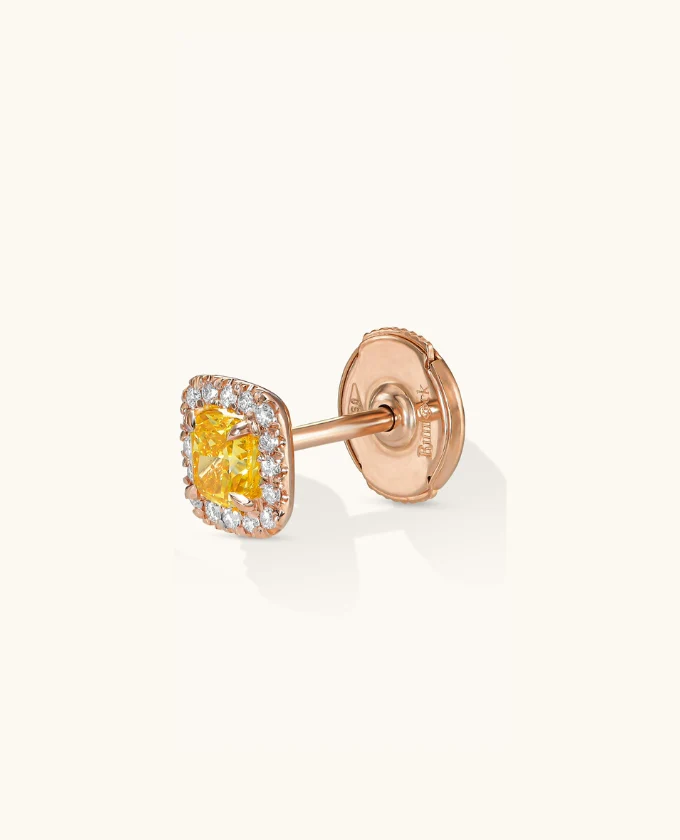 Cushion-Cut Deep-Yellow Diamond studs - Image 7