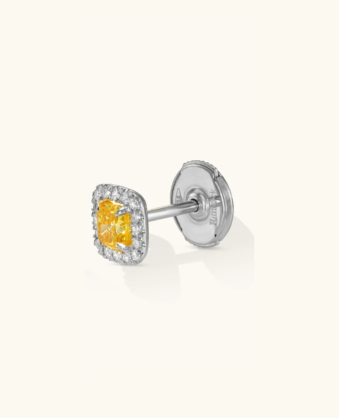 Cushion-Cut Deep-Yellow Diamond studs - Image 8