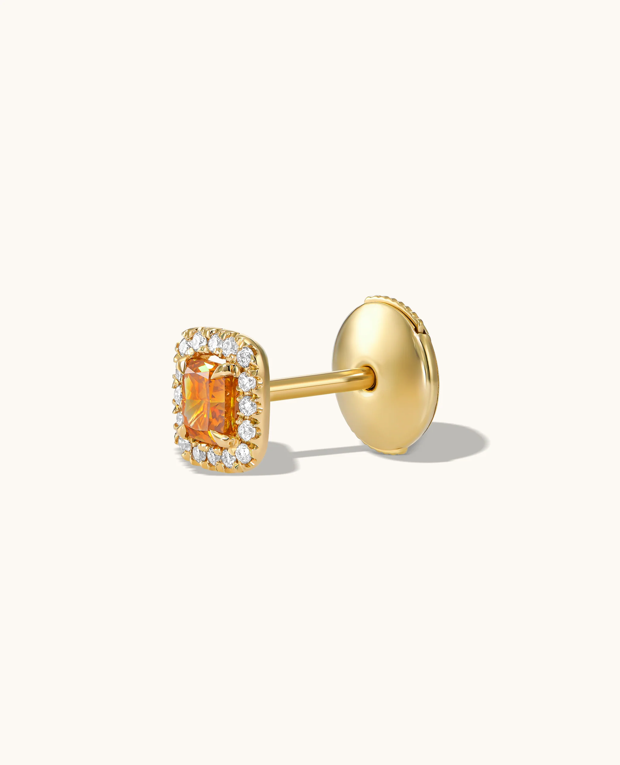 Cushion-Cut Deep-Yellow-Orange Diamond studs - Image 5