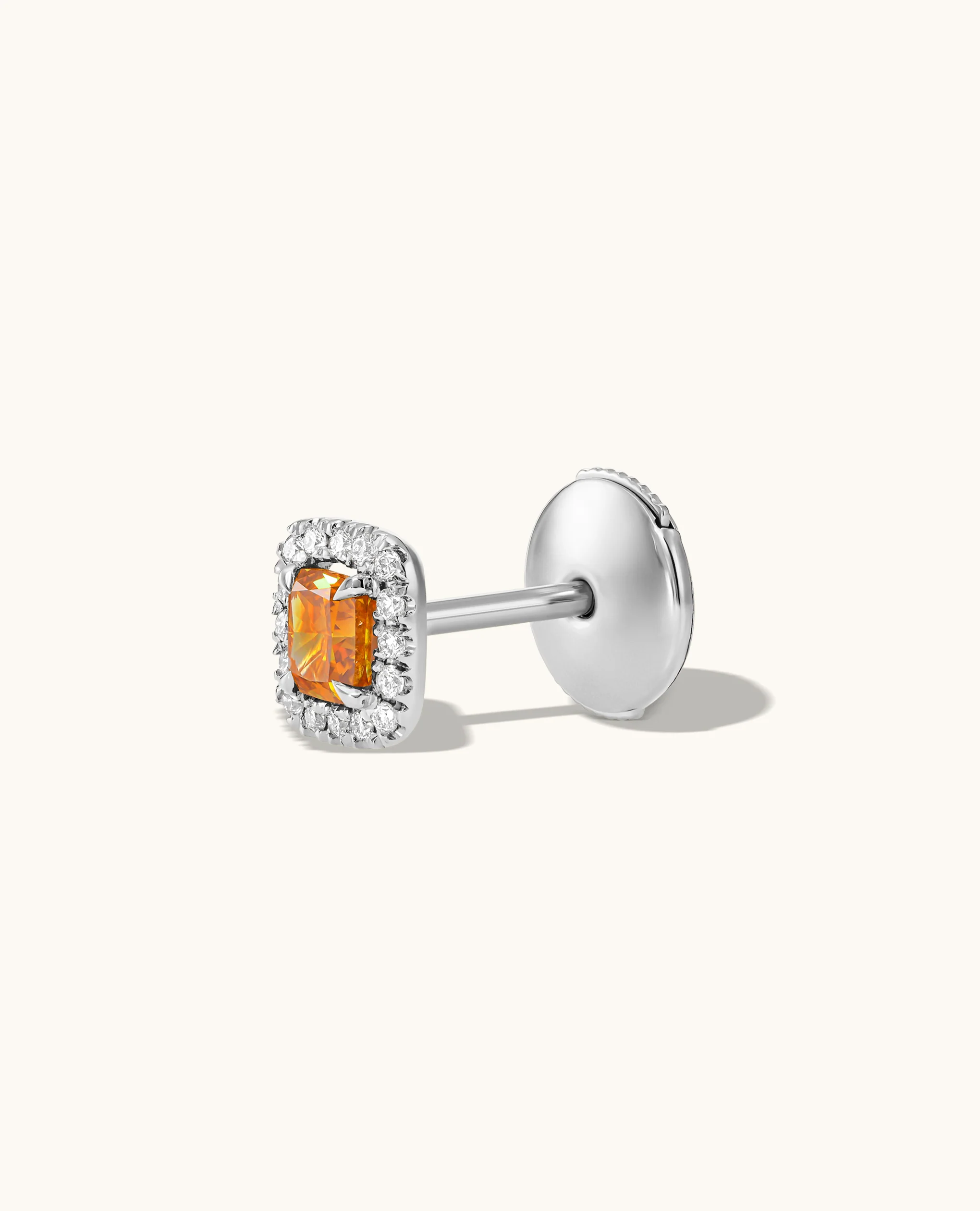 Cushion-Cut Deep-Yellow-Orange Diamond studs - Image 6