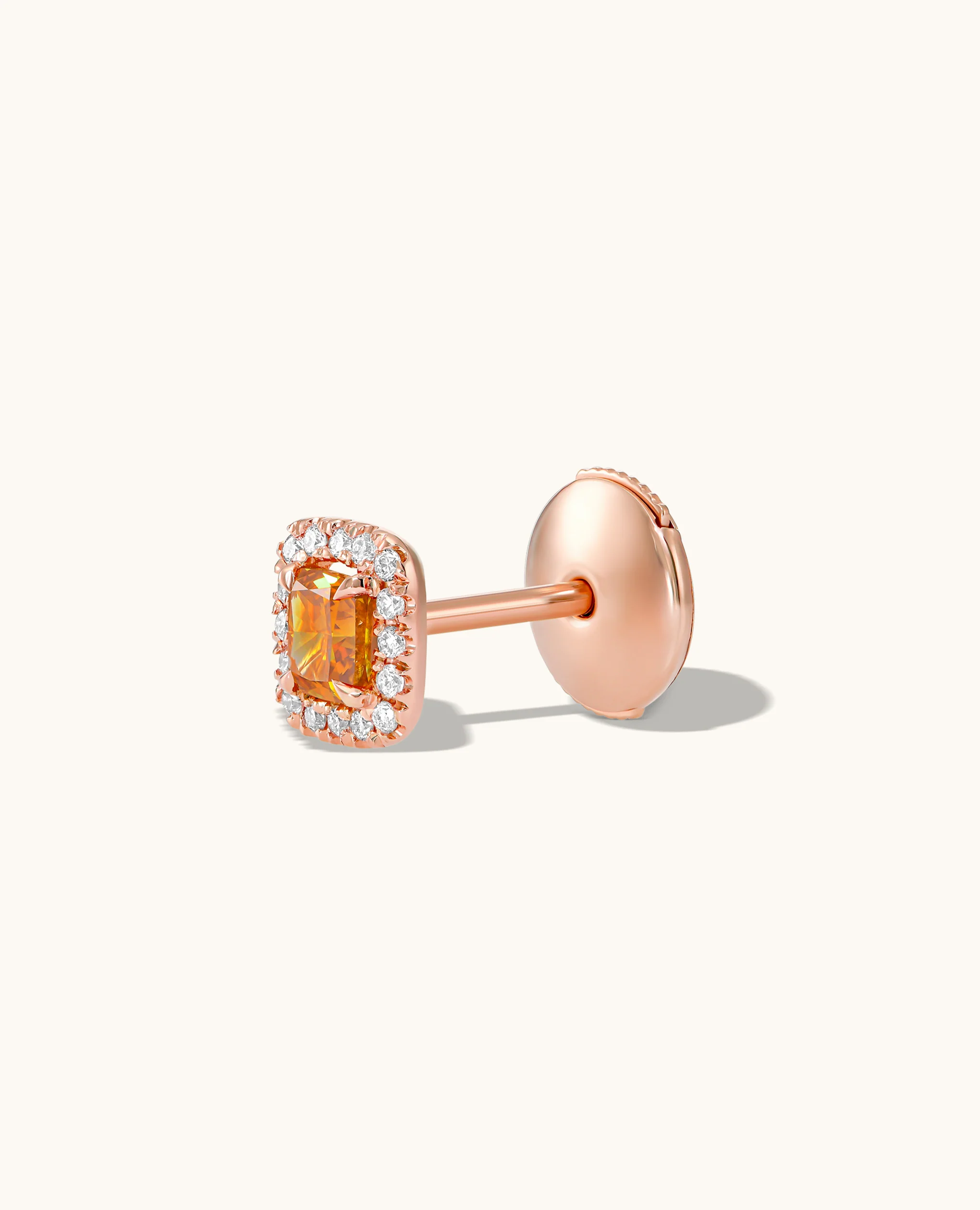 Cushion-Cut Deep-Yellow-Orange Diamond studs - Image 7