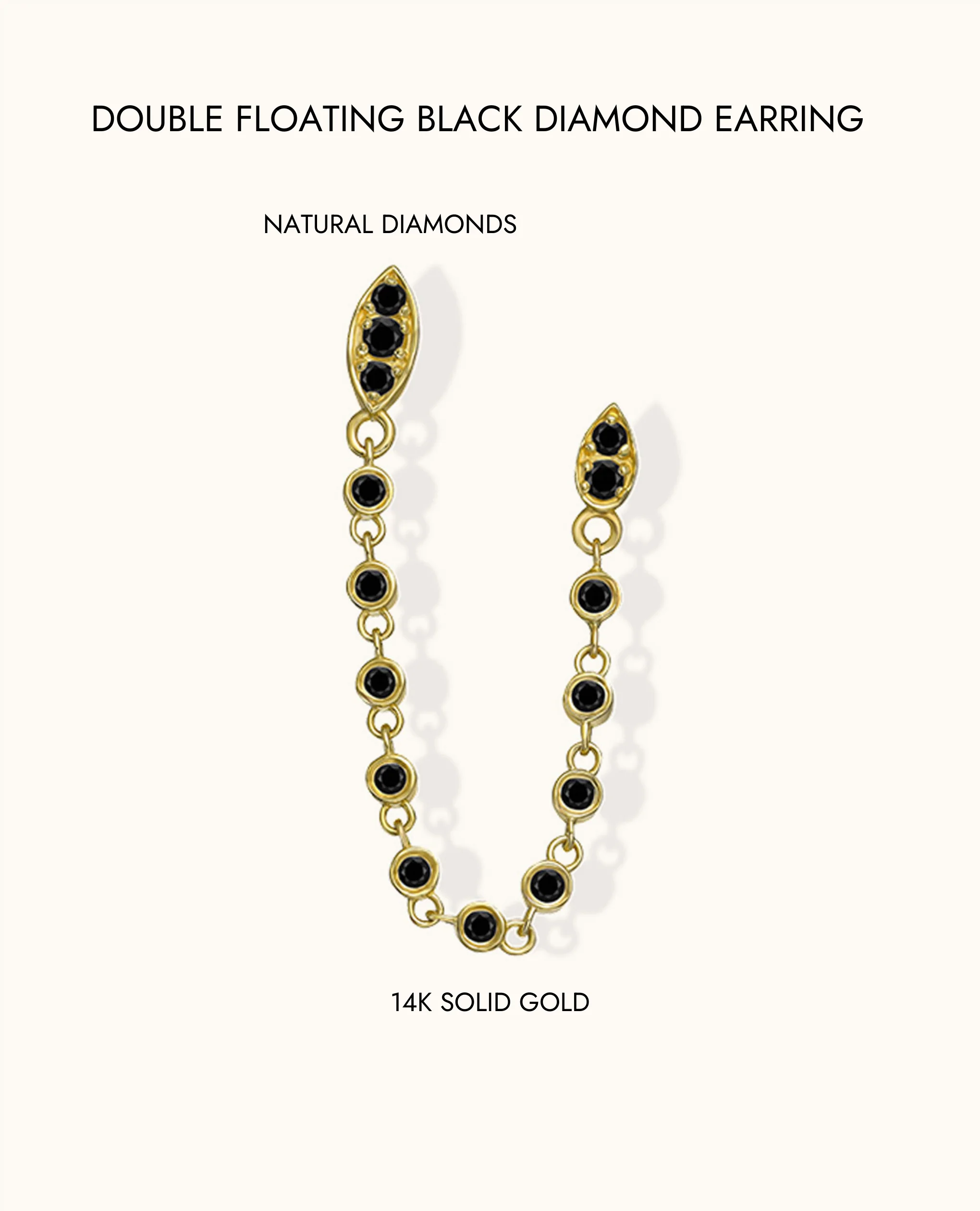 Double Floating Black Diamond Earring - Image 5