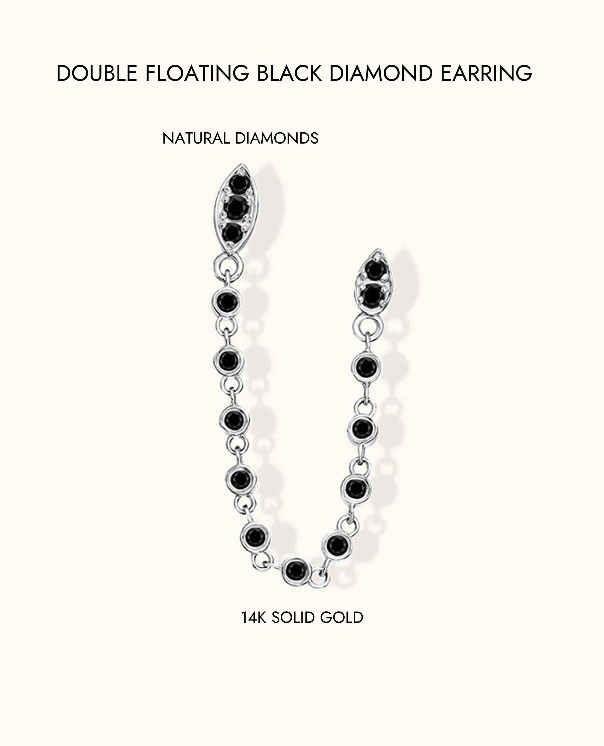 Double Floating Black Diamond Earring - Image 6