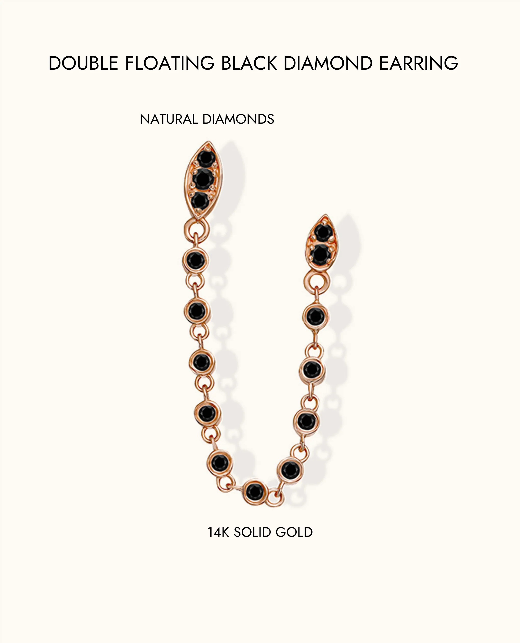 Double Floating Black Diamond Earring - Image 7