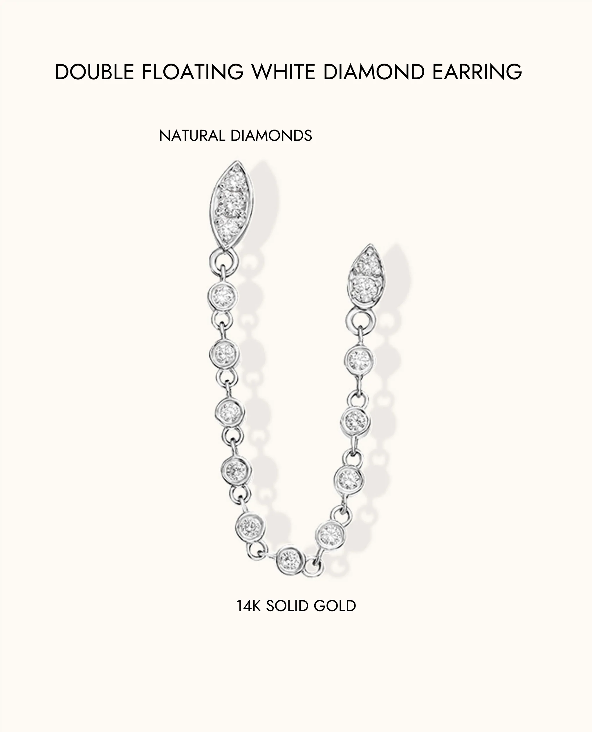 Double Floating White Diamond Earring - Image 5