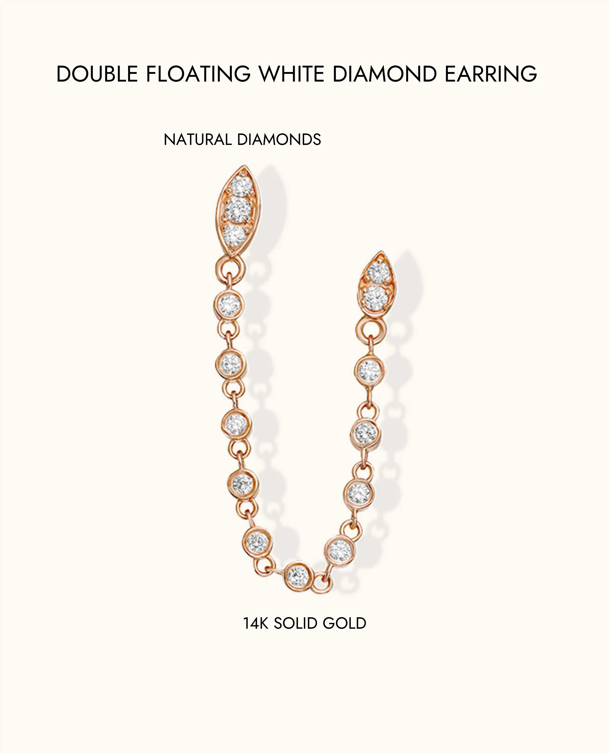 Double Floating White Diamond Earring - Image 6