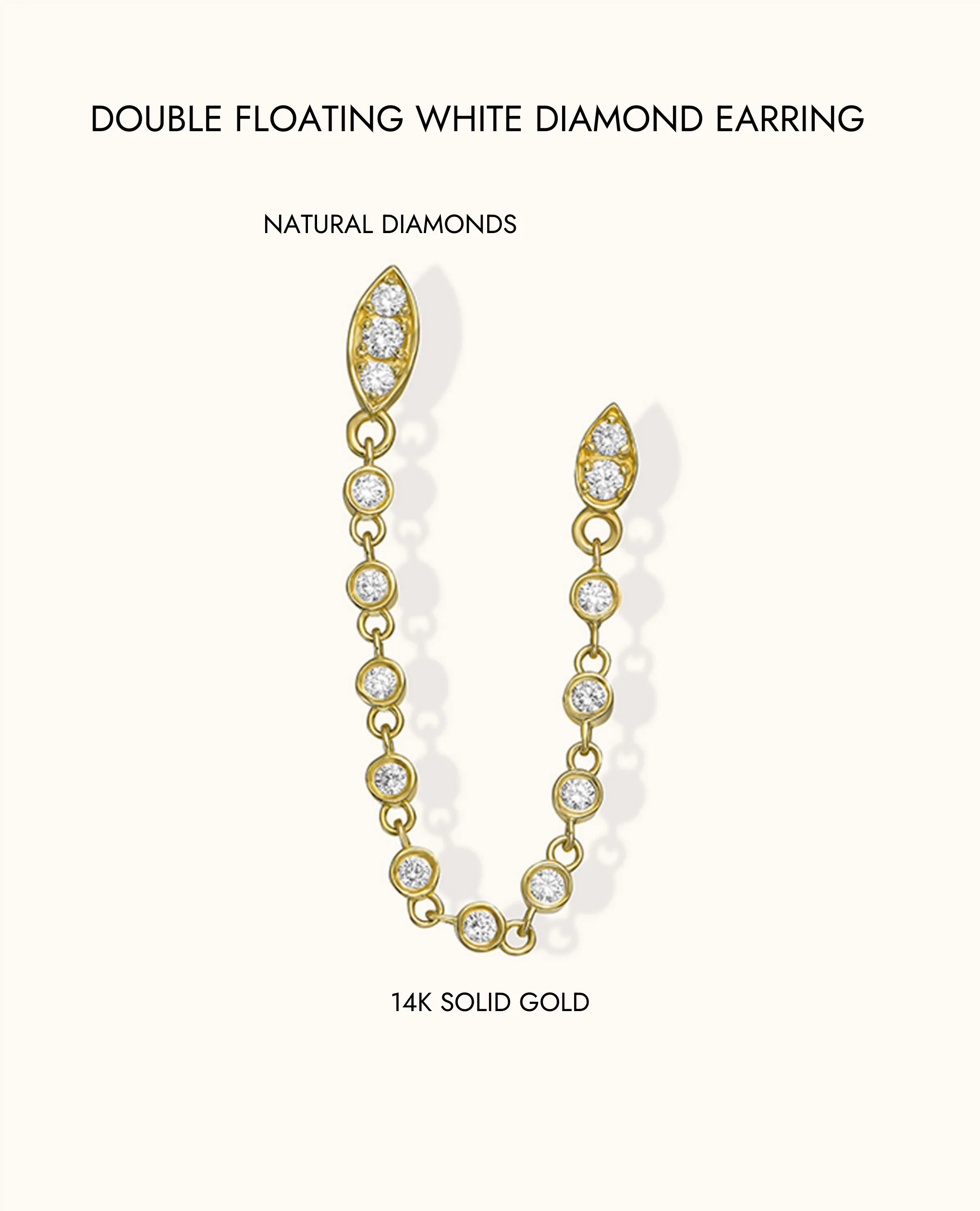 Double Floating White Diamond Earring - Image 7
