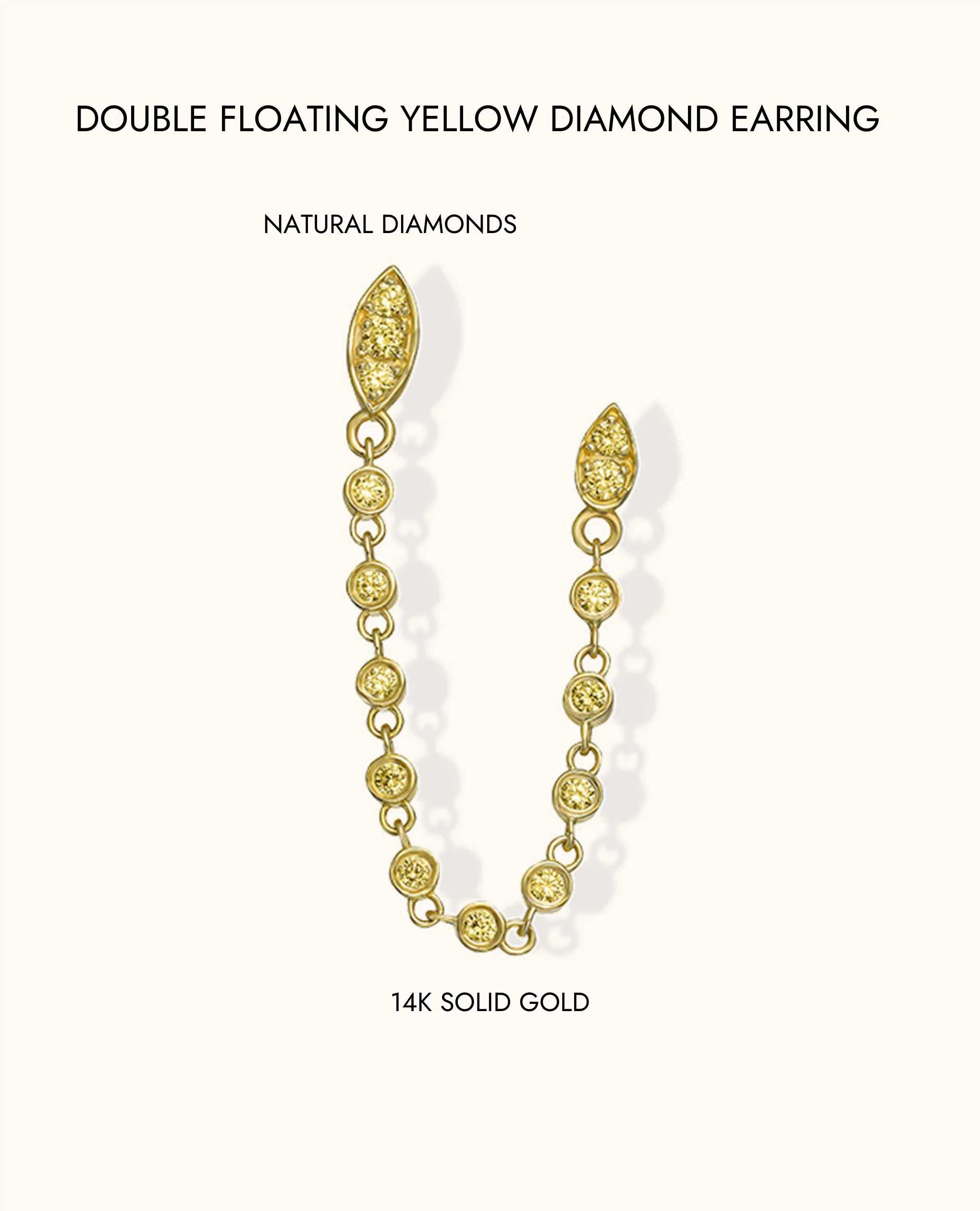 Double Floating Yellow Diamond Earring - Image 5