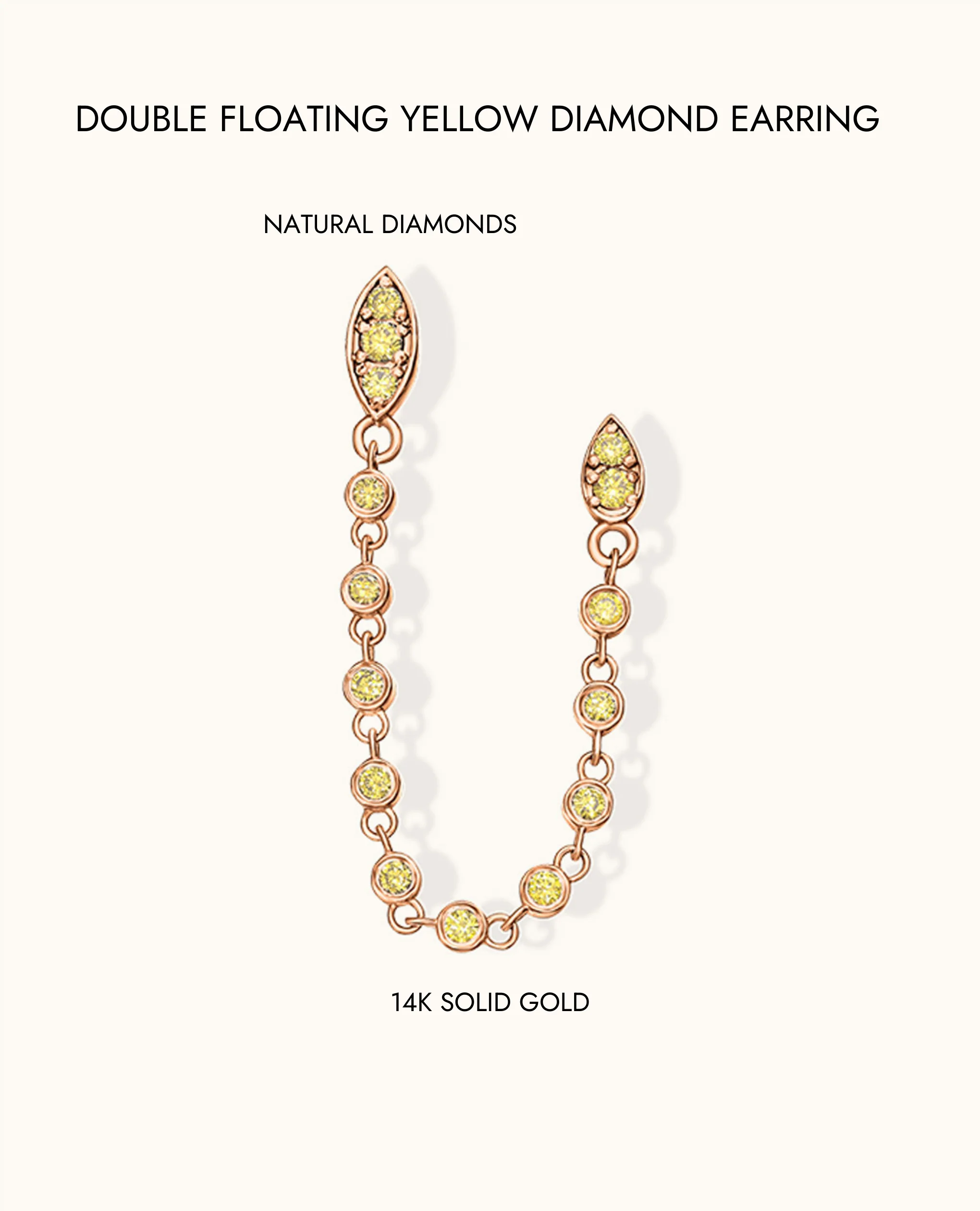 Double Floating Yellow Diamond Earring - Image 6
