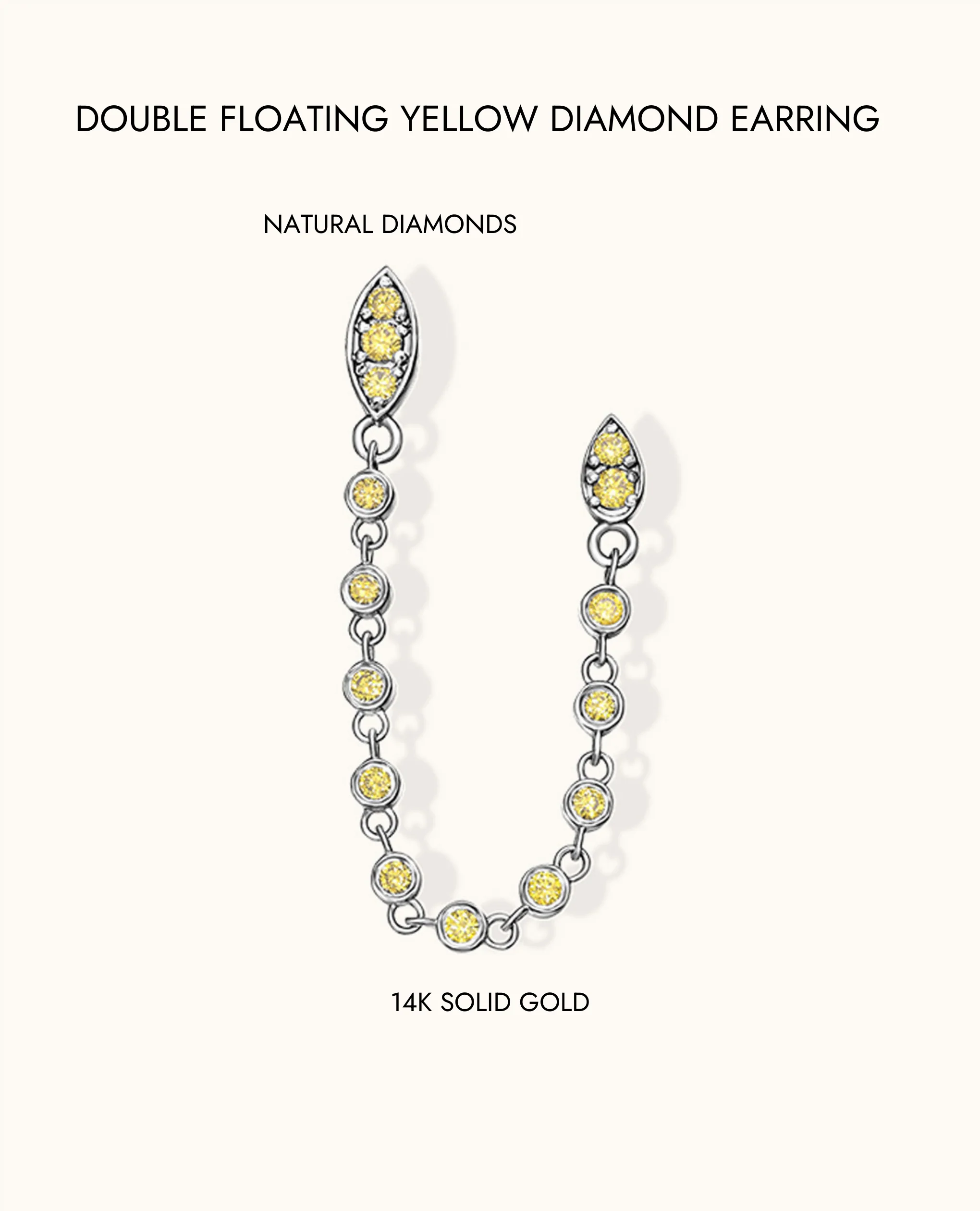 Double Floating Yellow Diamond Earring - Image 7