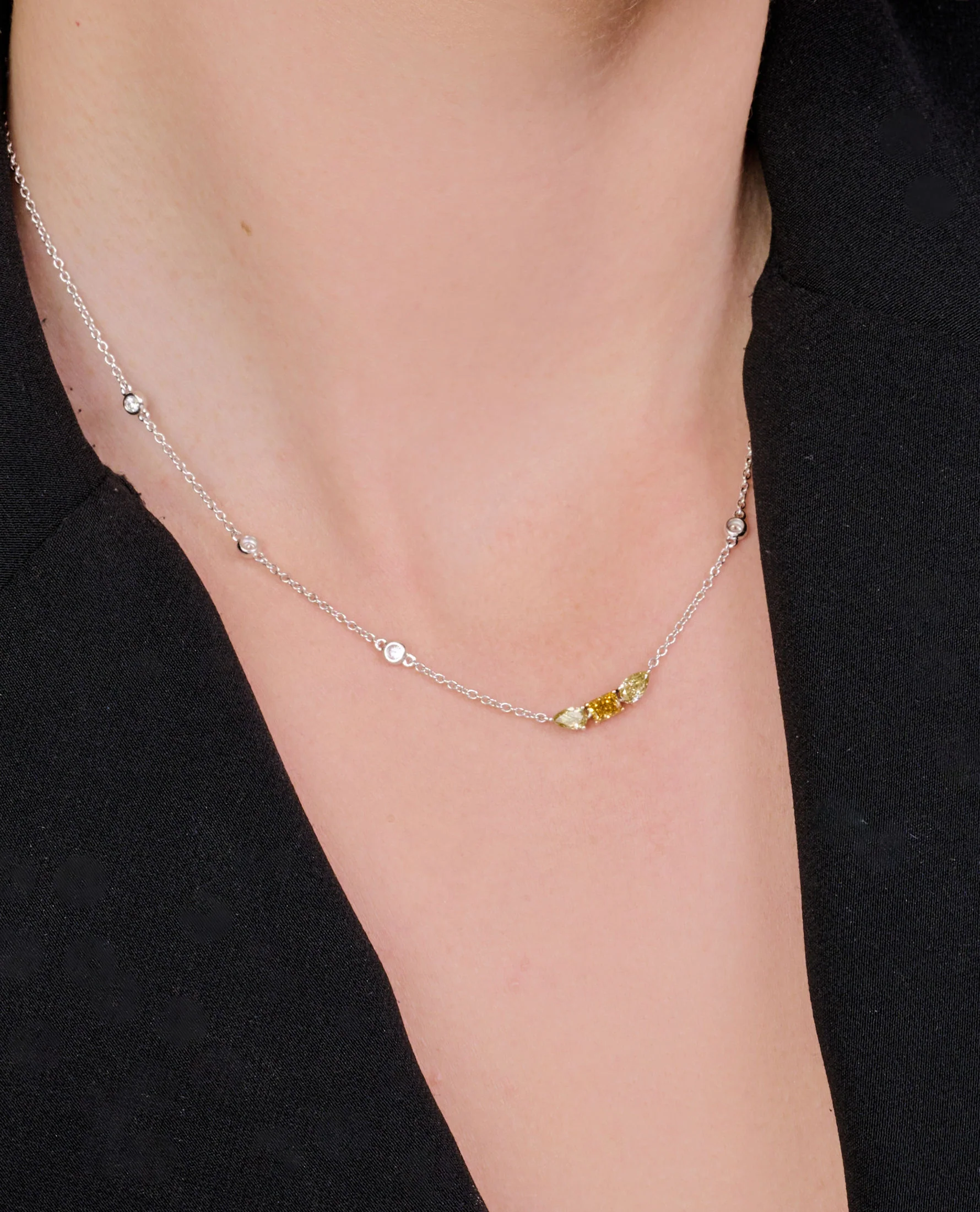 Diamond by the Yard 3-Stone Bar Necklace - Image 4