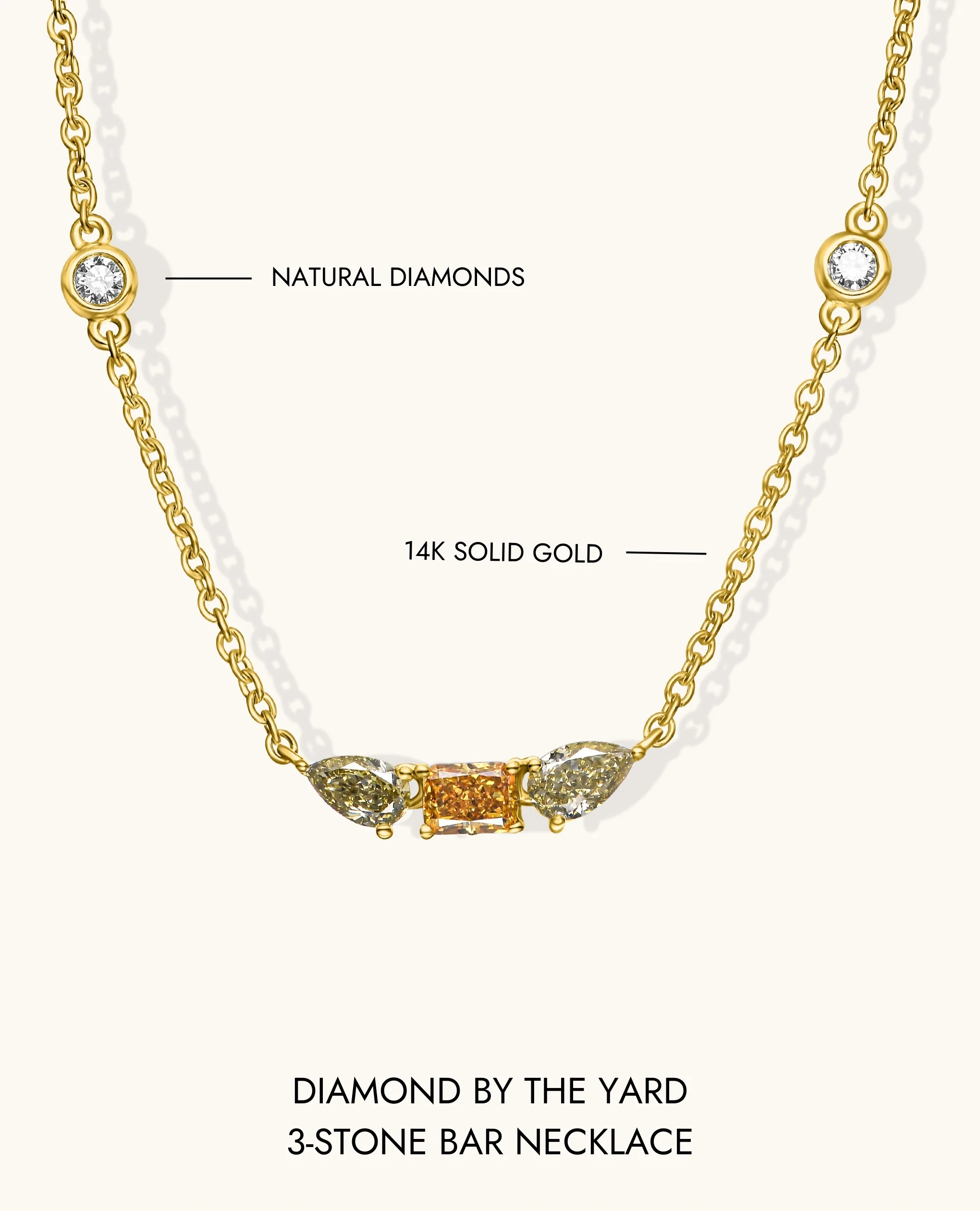 Diamond by the Yard 3-Stone Bar Necklace - Image 9