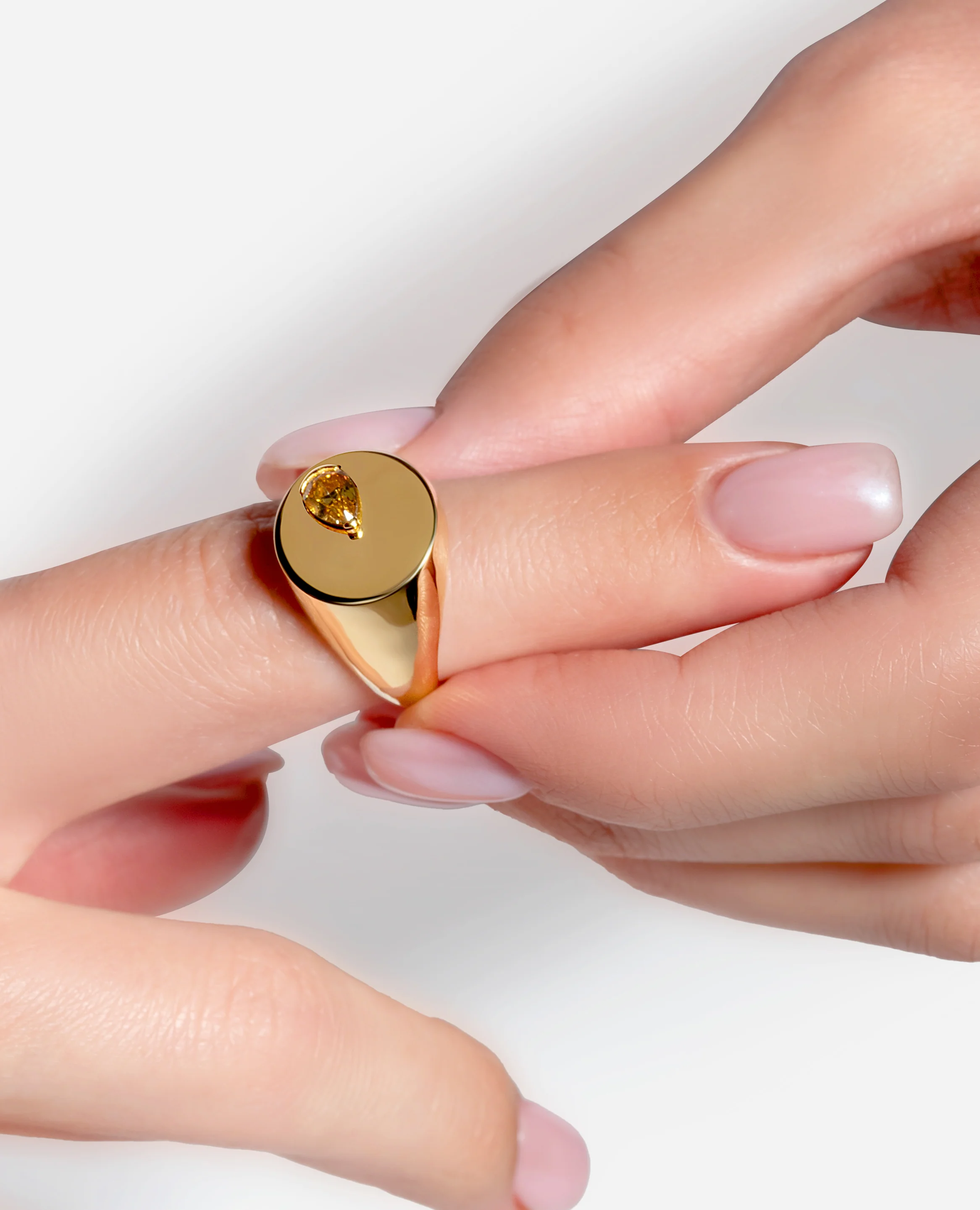 Orange Diamond Signet Ring - Image 11