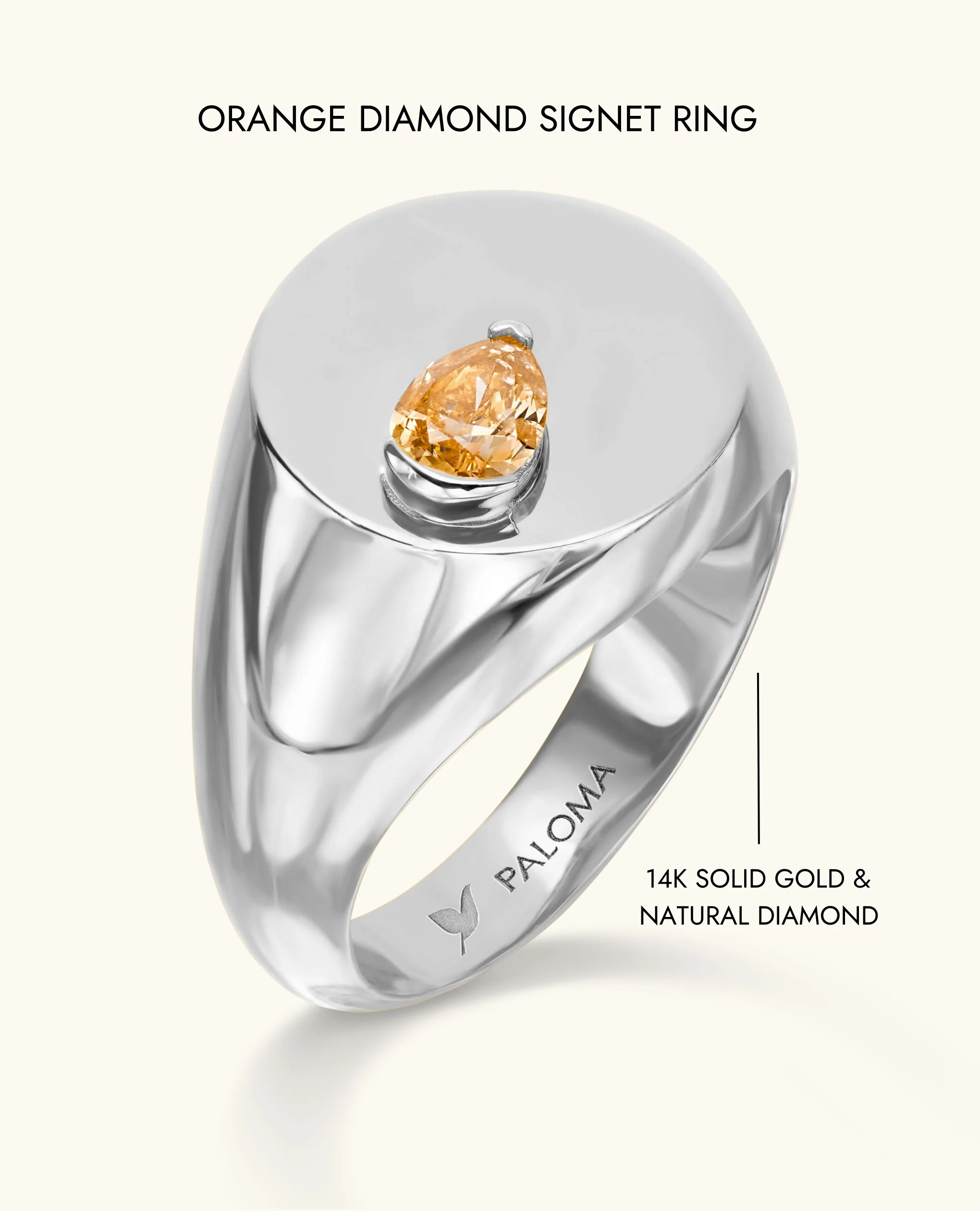Orange Diamond Signet Ring - Image 7