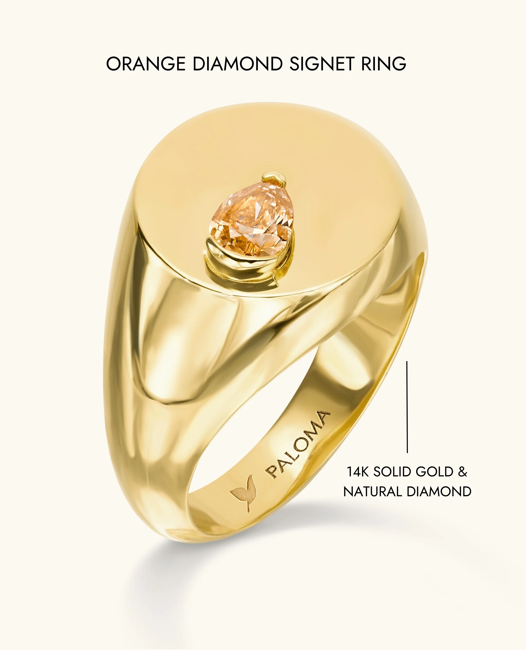 Orange Diamond Signet Ring - Image 8