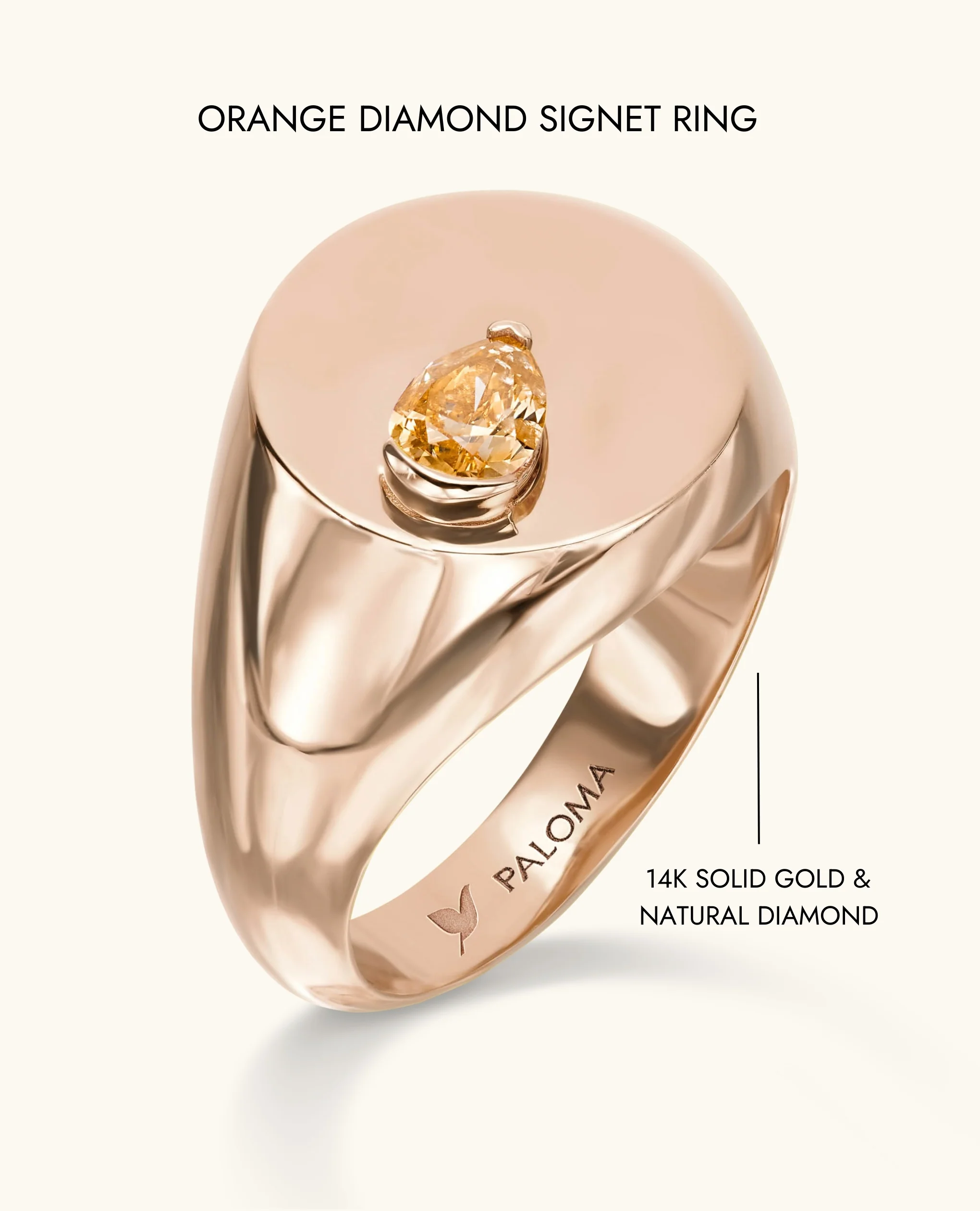 Orange Diamond Signet Ring - Image 9