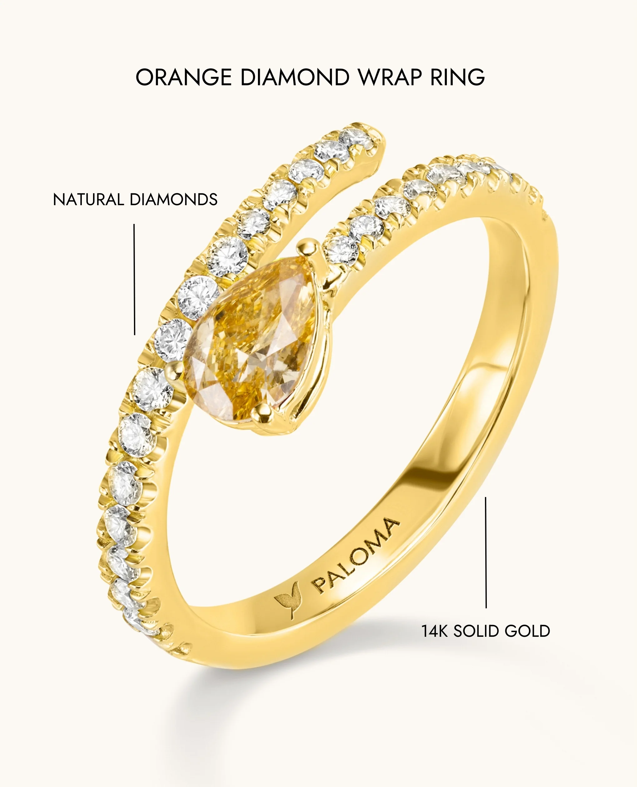 Orange Diamond Wrap Ring - Image 10