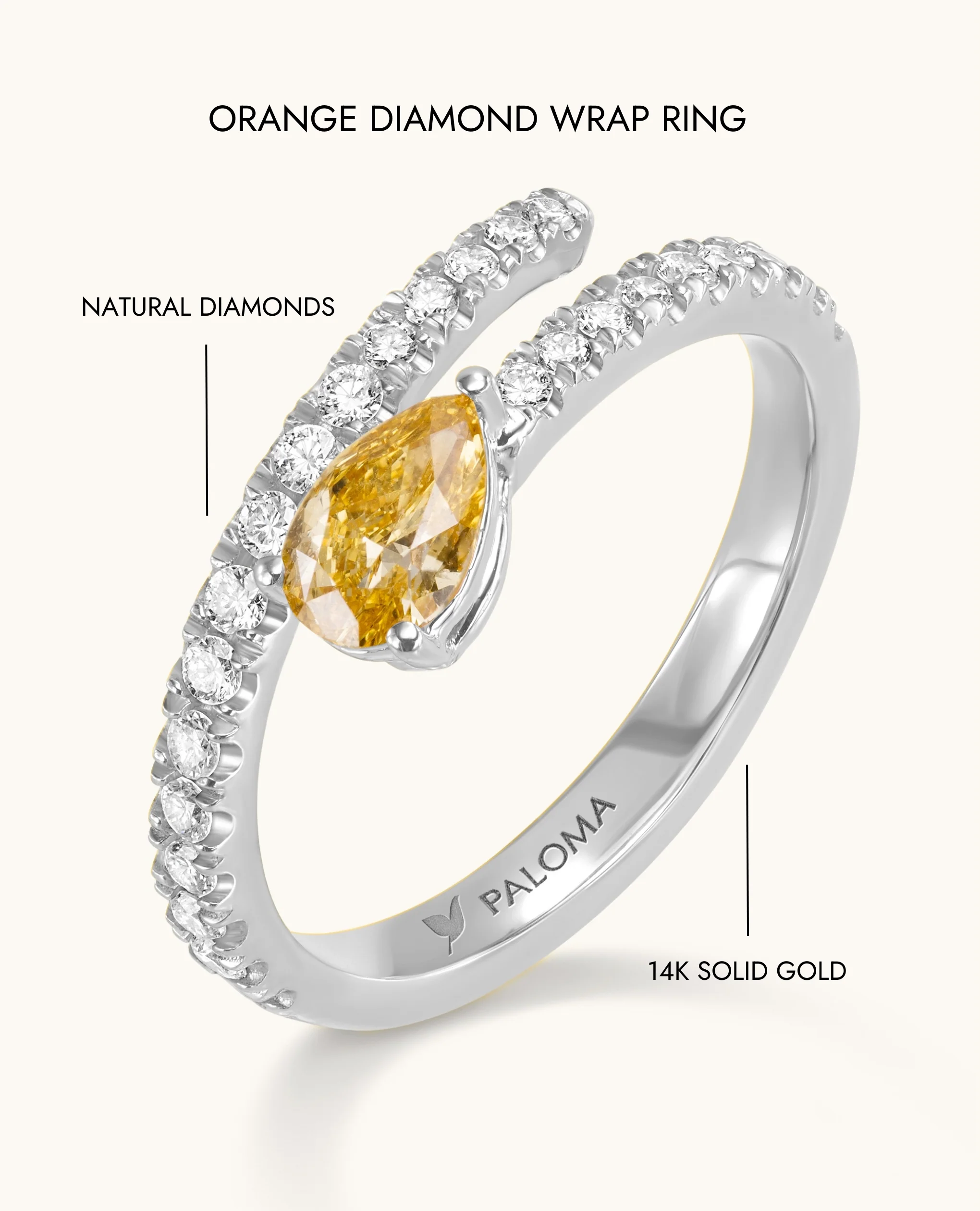 Orange Diamond Wrap Ring - Image 11