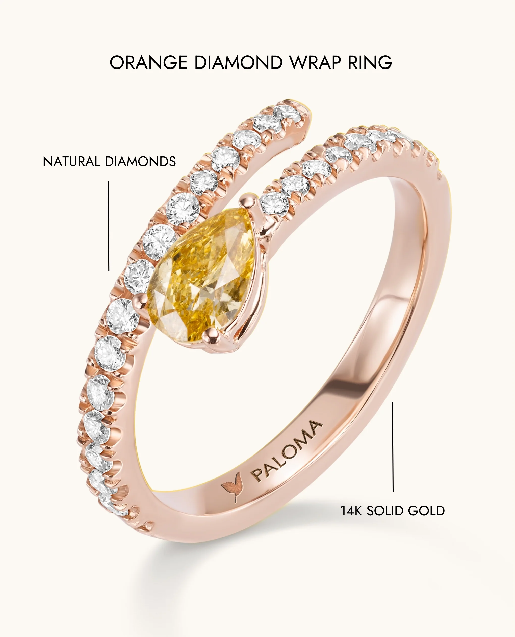 Orange Diamond Wrap Ring - Image 12