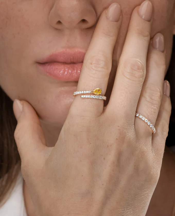 Orange Diamond Wrap Ring - Image 5