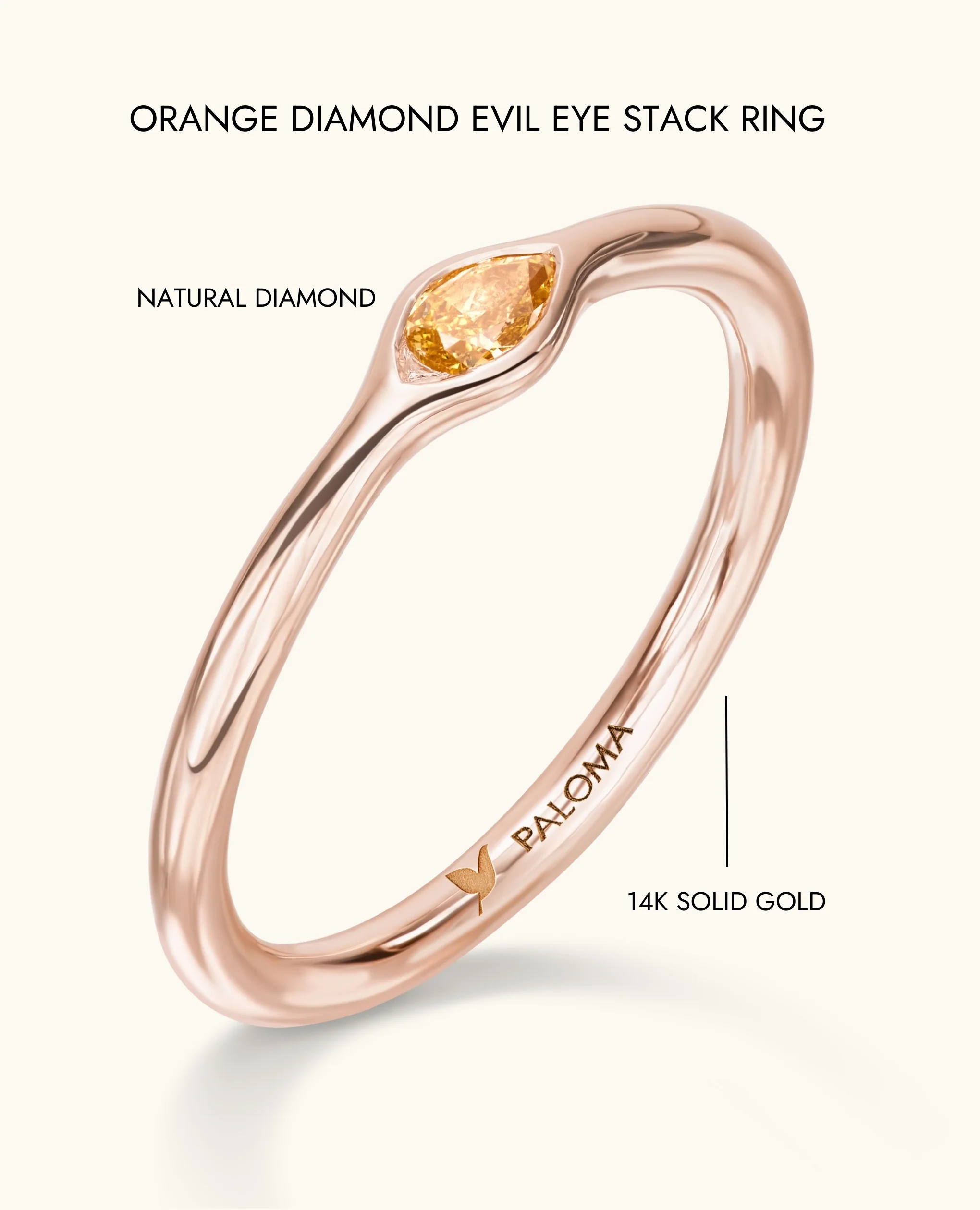 Orange Diamond Evil Eye Stack Ring - Image 10