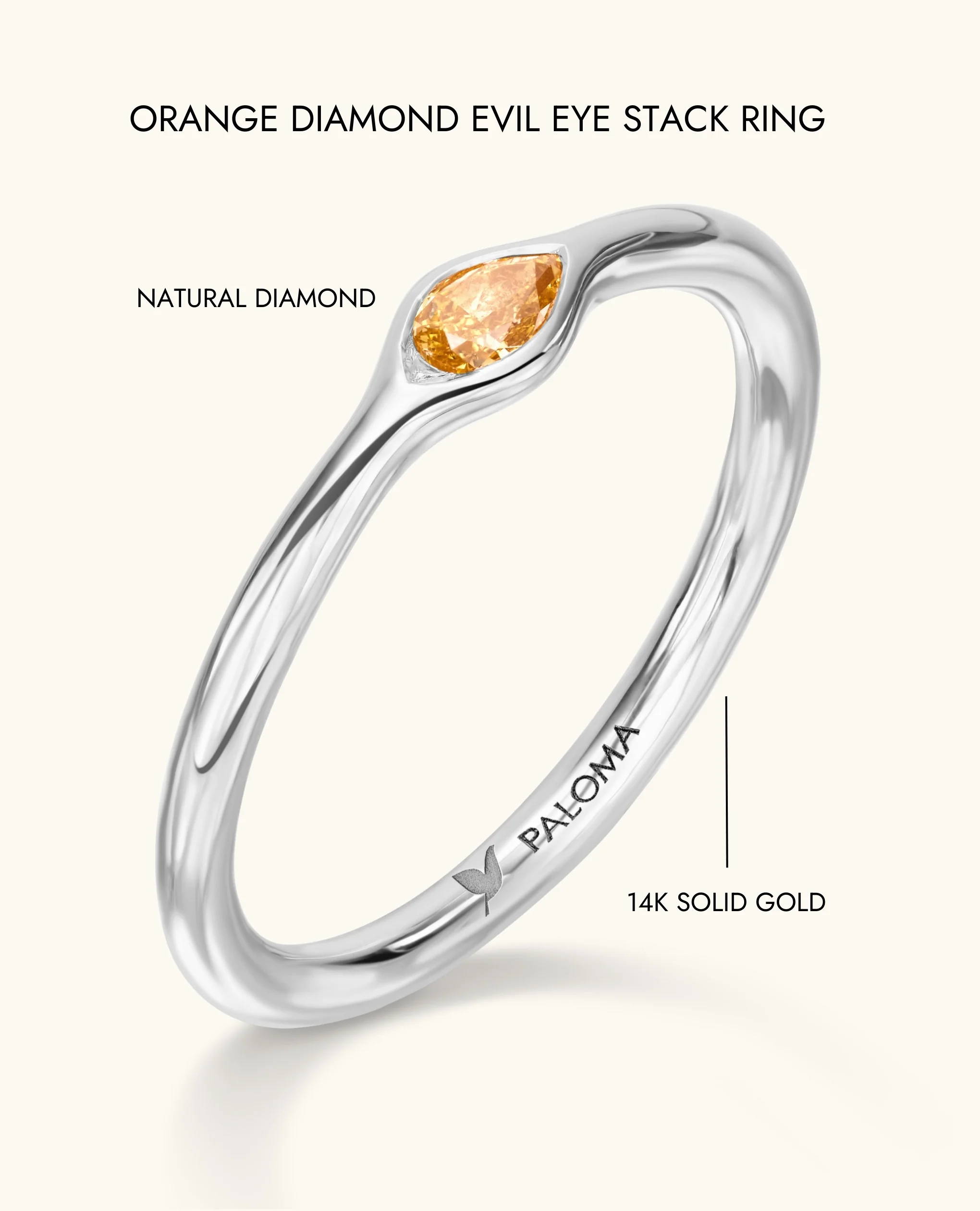 Orange Diamond Evil Eye Stack Ring - Image 11