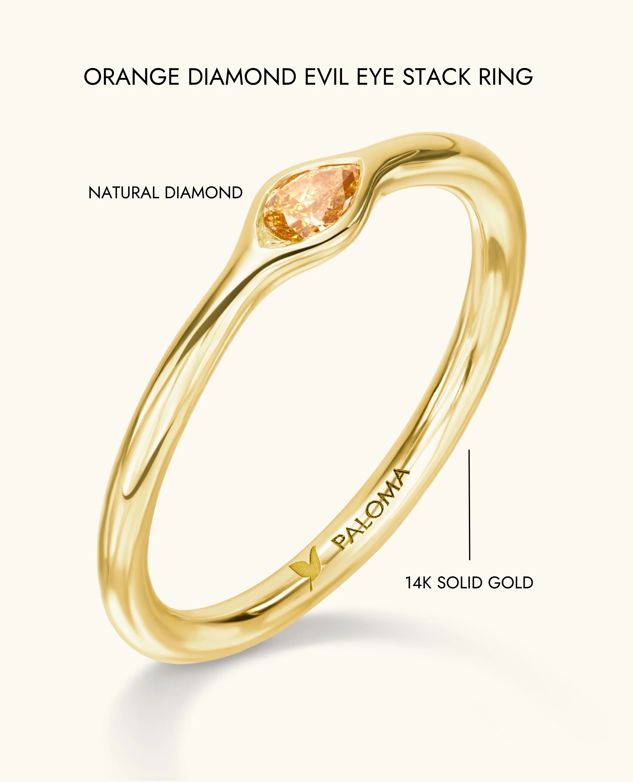 Orange Diamond Evil Eye Stack Ring - Image 12