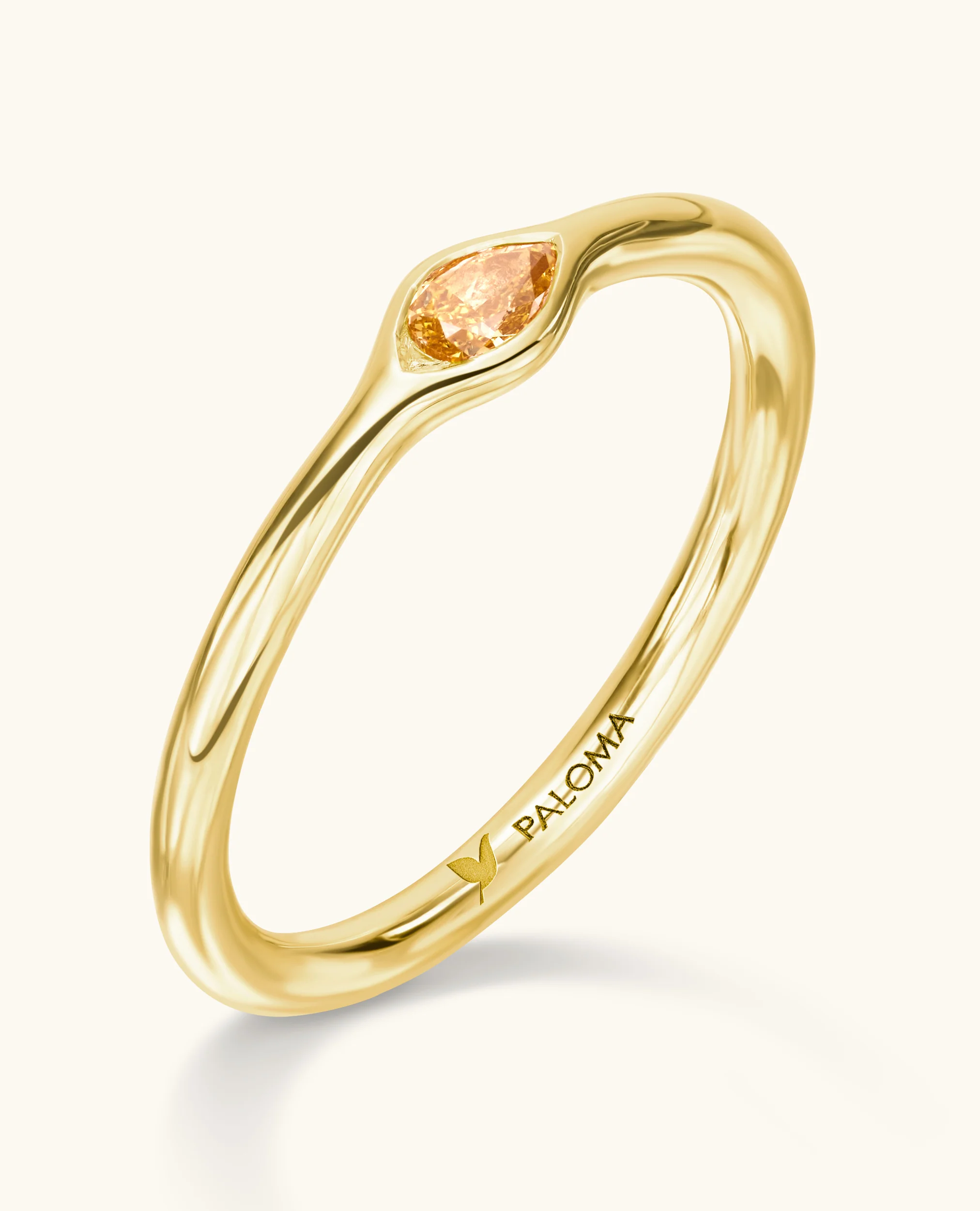 Orange Diamond Evil Eye Stack Ring - Image 3