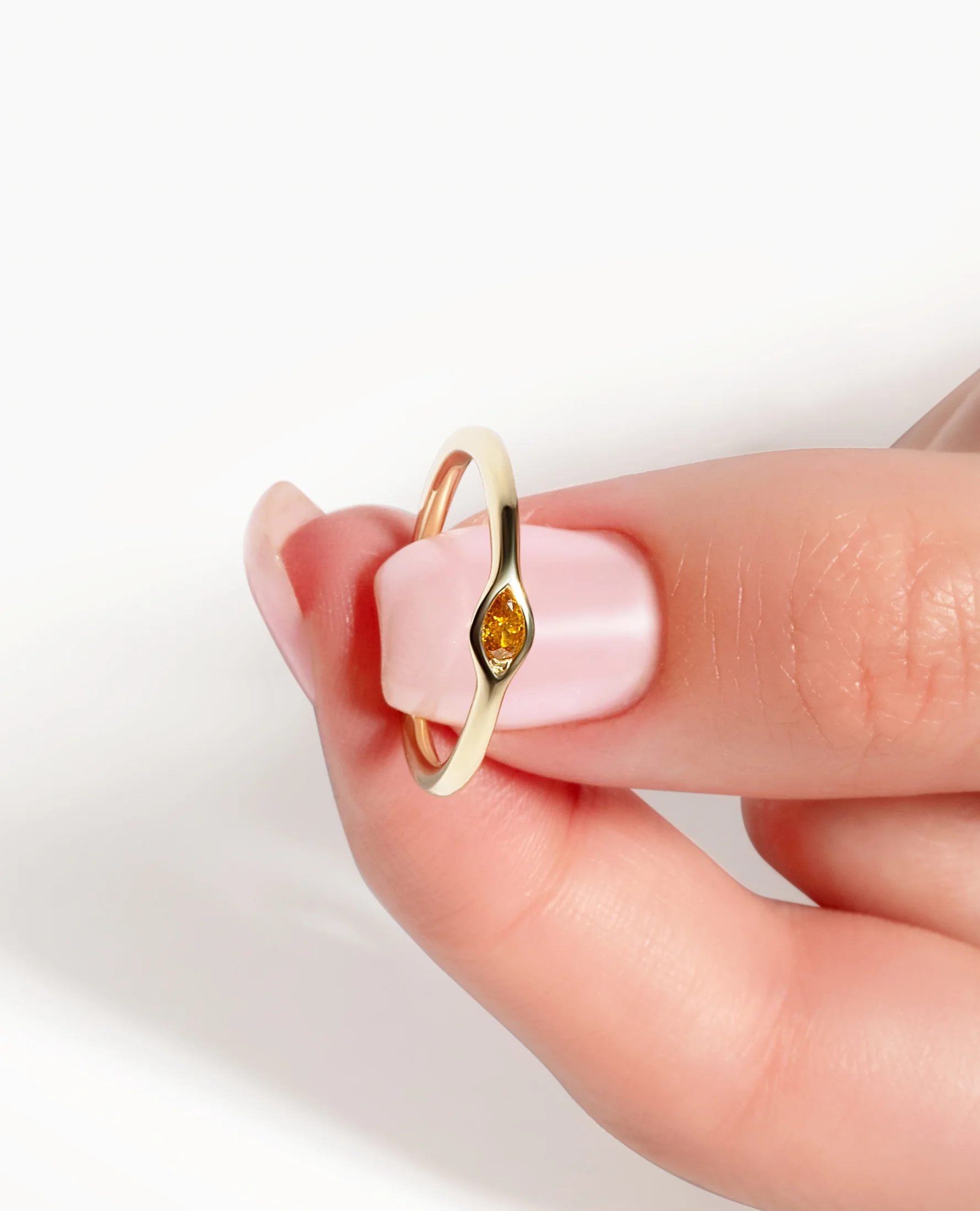 Orange Diamond Evil Eye Stack Ring - Image 4