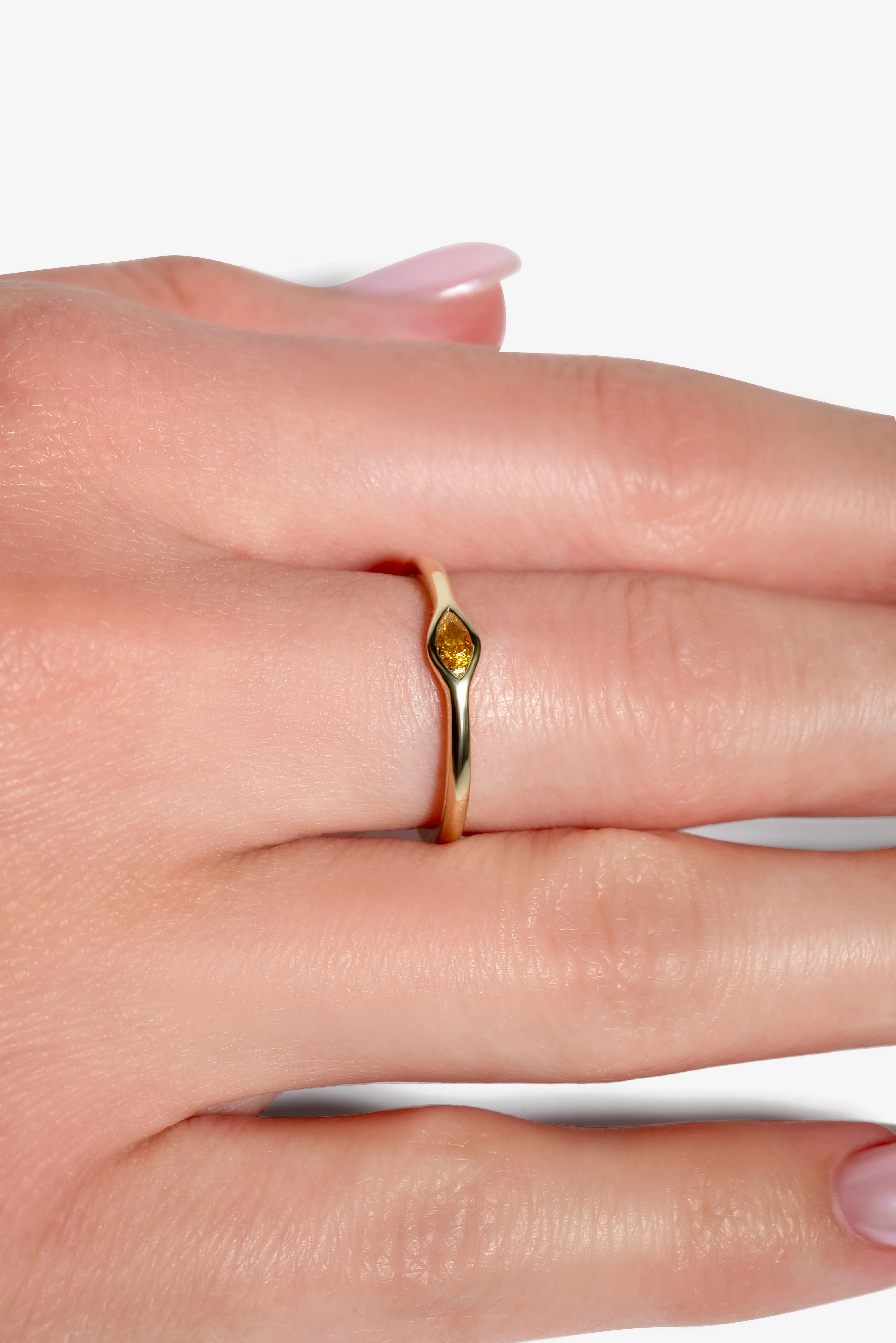 Orange Diamond Evil Eye Stack Ring - Image 5