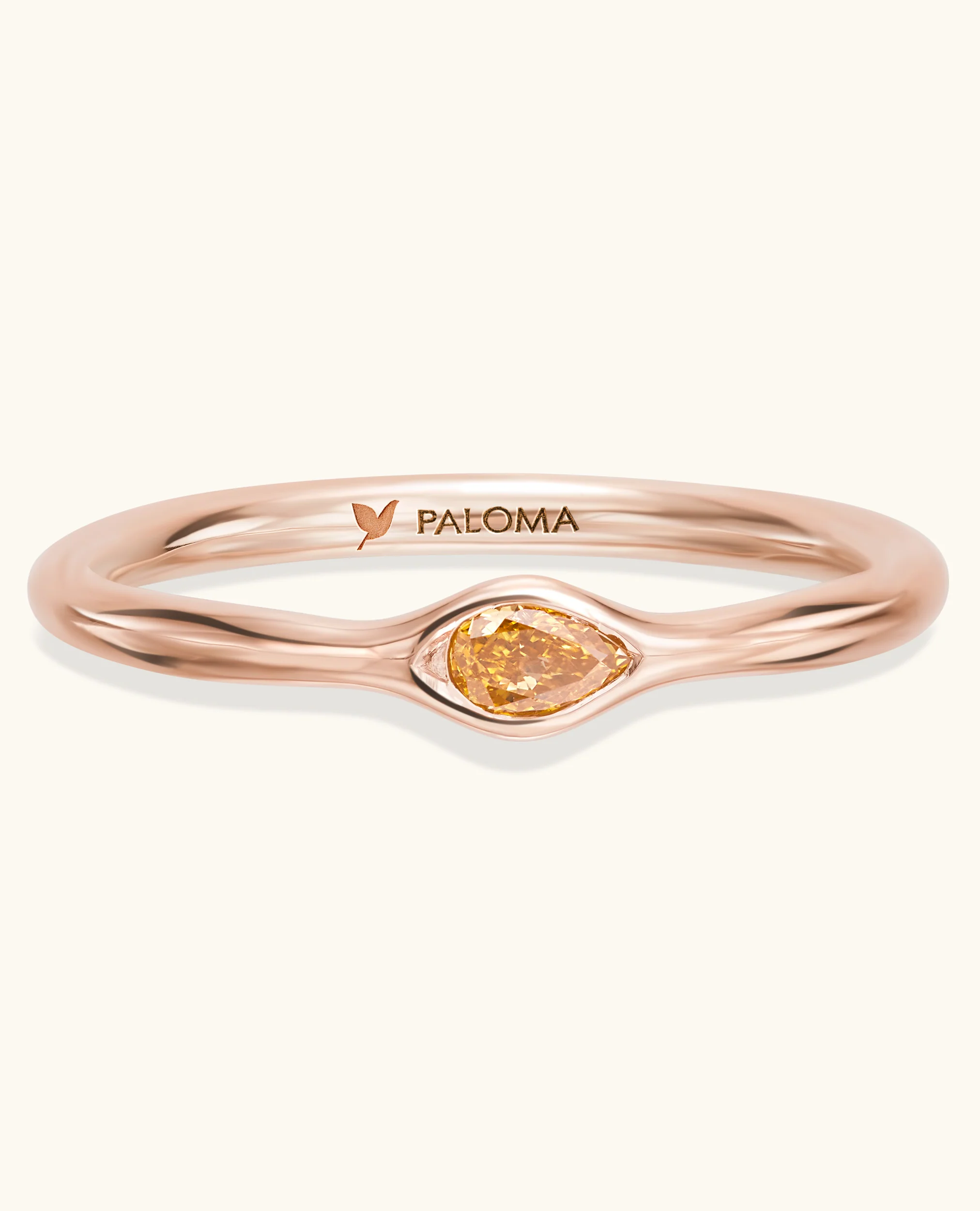 Orange Diamond Evil Eye Stack Ring - Image 6